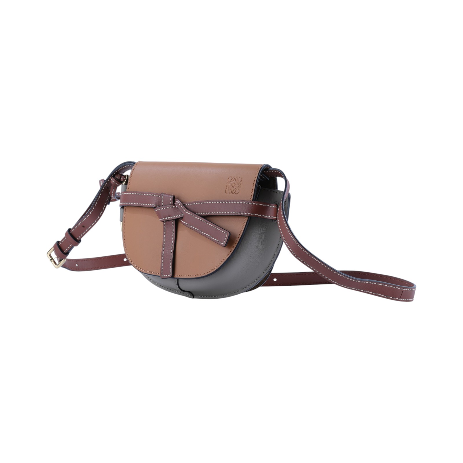 羅意威 LOEWE Mini Gate Dual bag 迷你 小牛皮 肩背包 A650N46X08 焦糖雙色MINI GATE 防塵袋/背帶