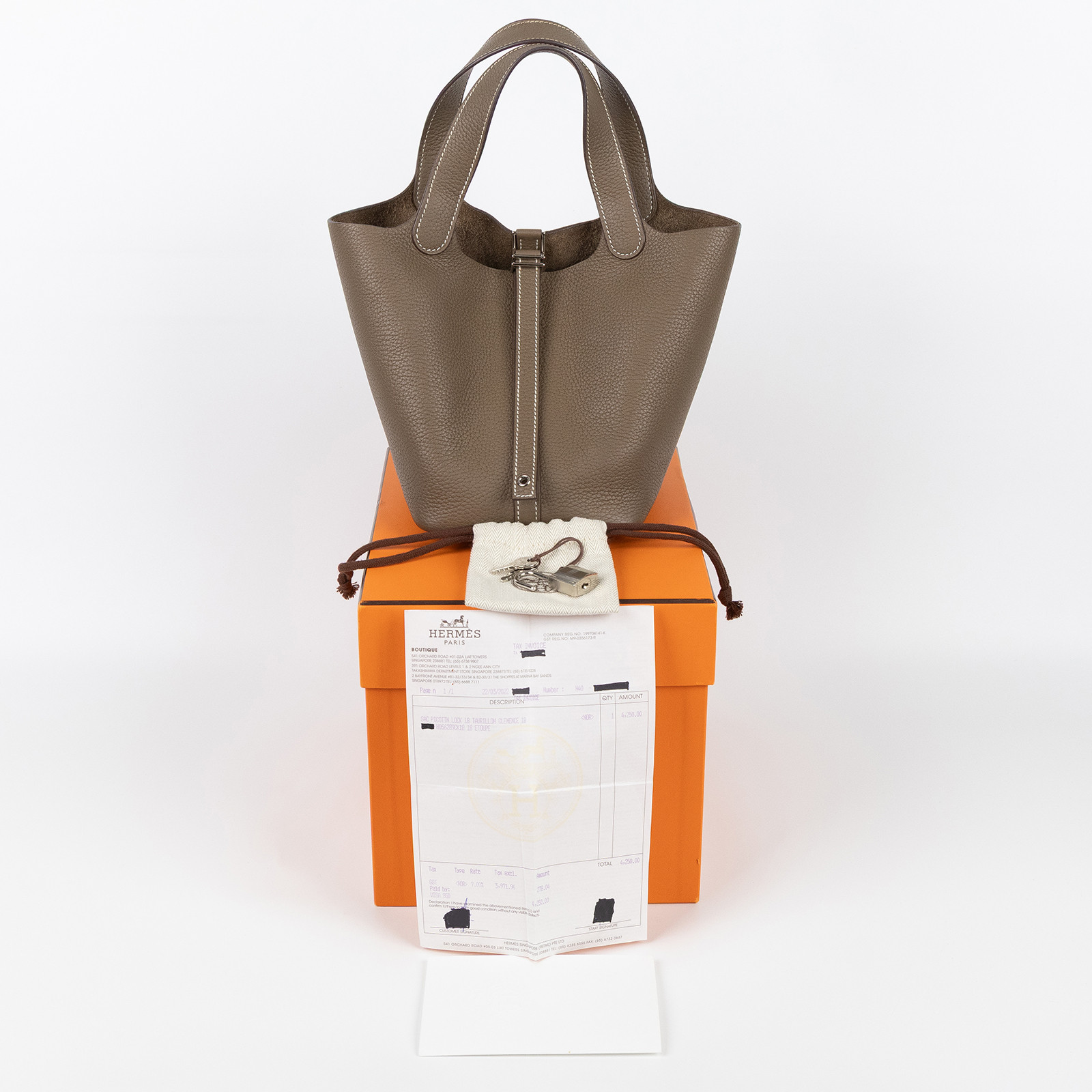 愛馬仕 Hermes Picotin Lock 18 菜籃子包 銀色五金 大象灰 H056289CK18  UPU002NI  原廠盒子/購買證明/鎖組