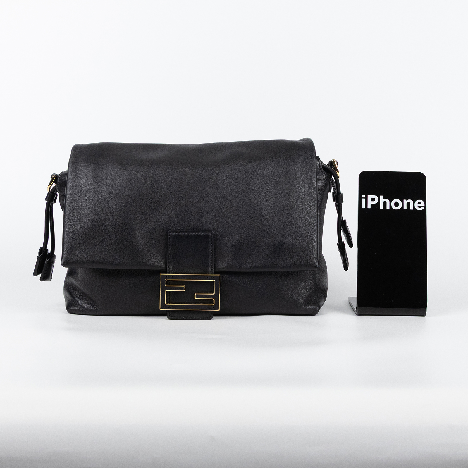 芬迪 FENDI Mamma Baguette FF 中款 肩背包 手提包 8BR833AQ0D 黑羊Mamma Baguette中型 原廠盒子/防塵袋/背帶2