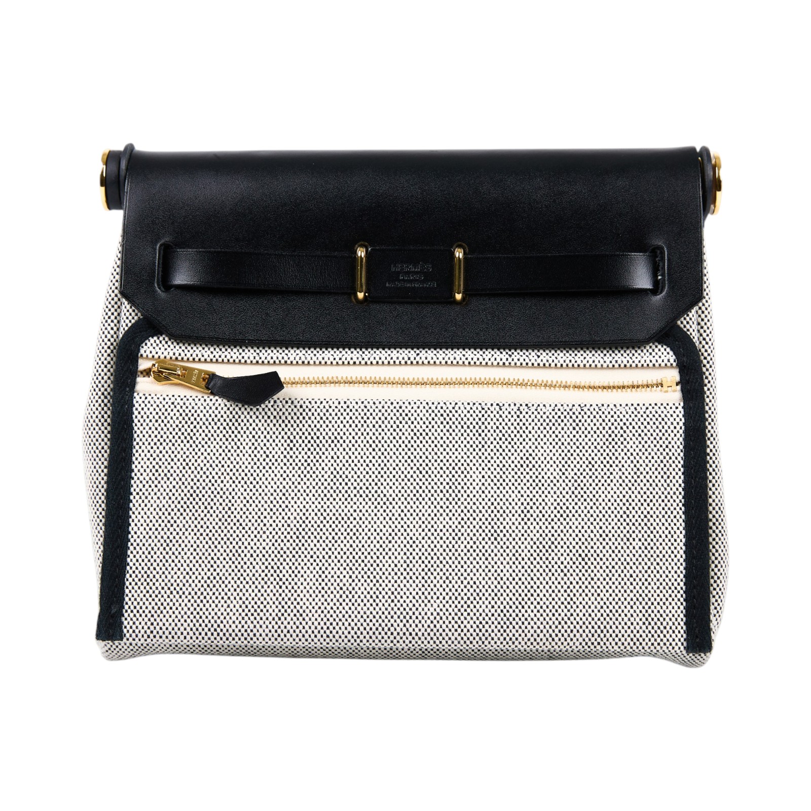 愛馬仕 Hermes Herbag Zip 20 HER20 K AA 005 ZA K刻 黑白格金HERBAG20 防塵袋