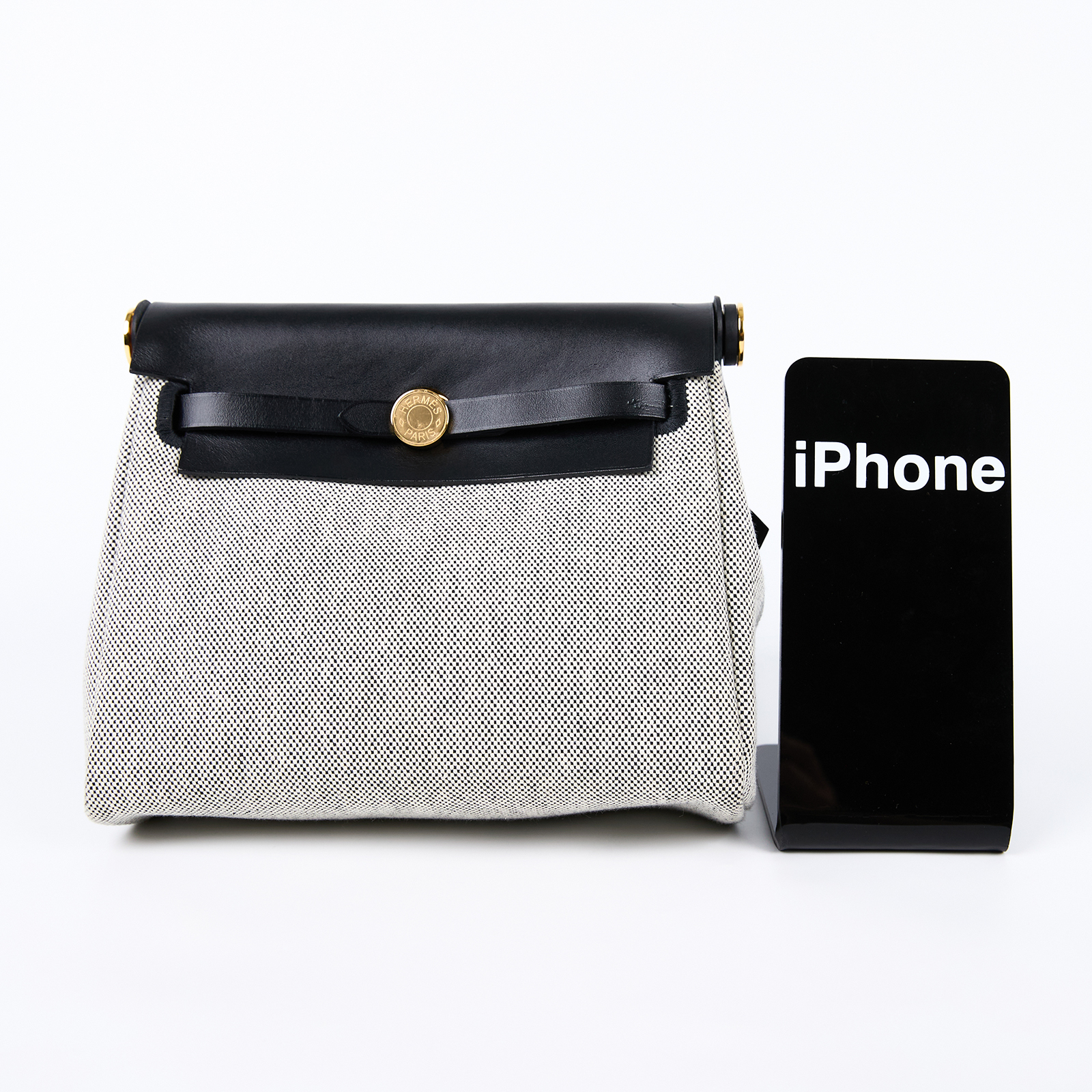愛馬仕 Hermes Herbag Zip 20 HER20 K AA 005 ZA K刻 黑白格金HERBAG20 防塵袋