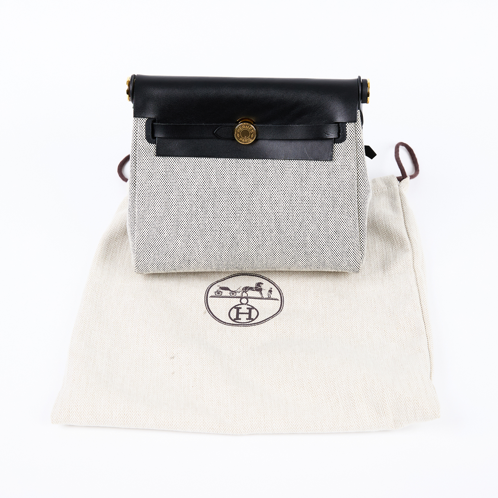 愛馬仕 Hermes Herbag Zip 20 HER20 K AA 005 ZA K刻 黑白格金HERBAG20 防塵袋