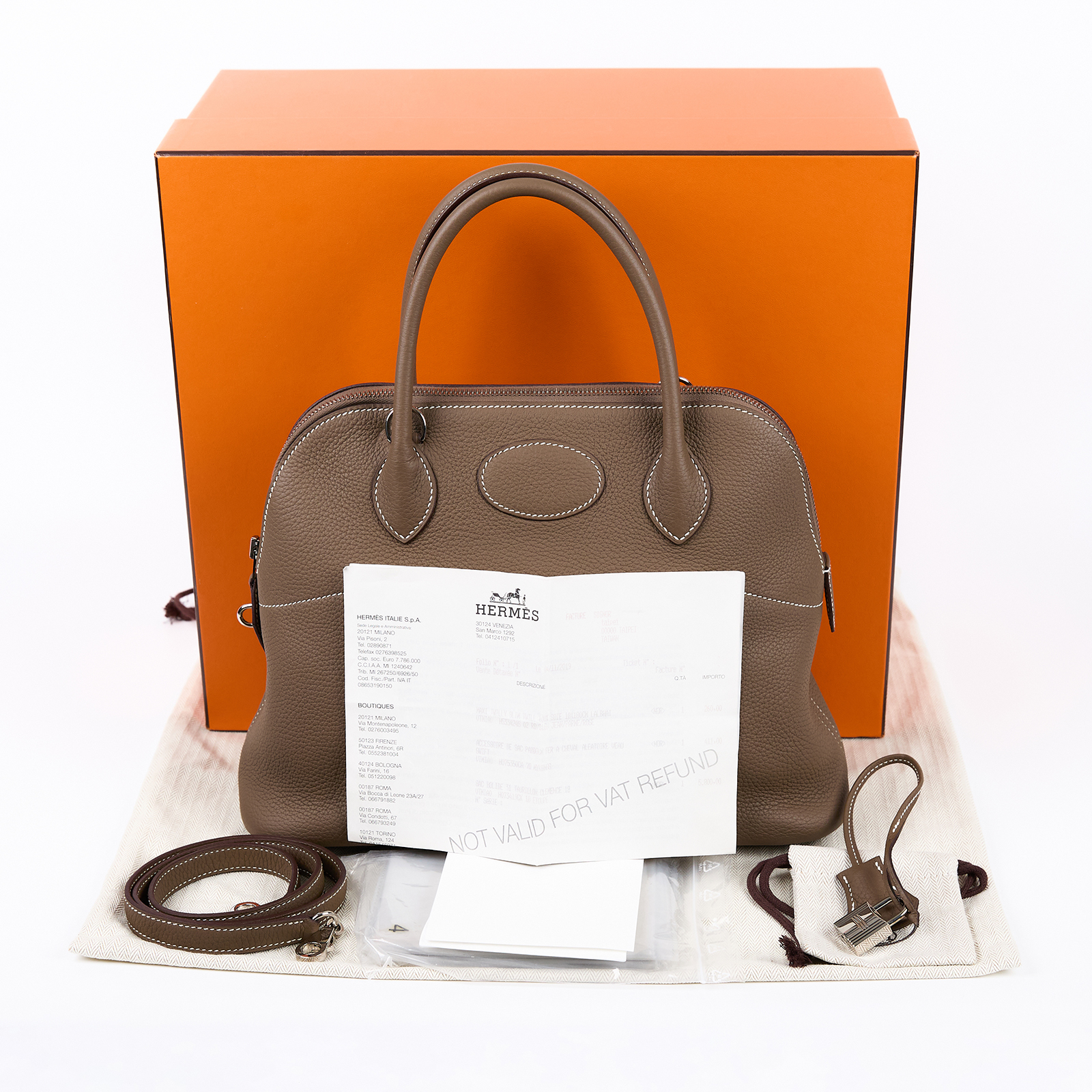 愛馬仕 Hermes Bolide Bag 柏莉包 31 銀色五金 大象灰 H073419CK18 /DIT993 AN  原廠盒子/防塵袋/背帶/鎖組/購買證明正本/雨衣