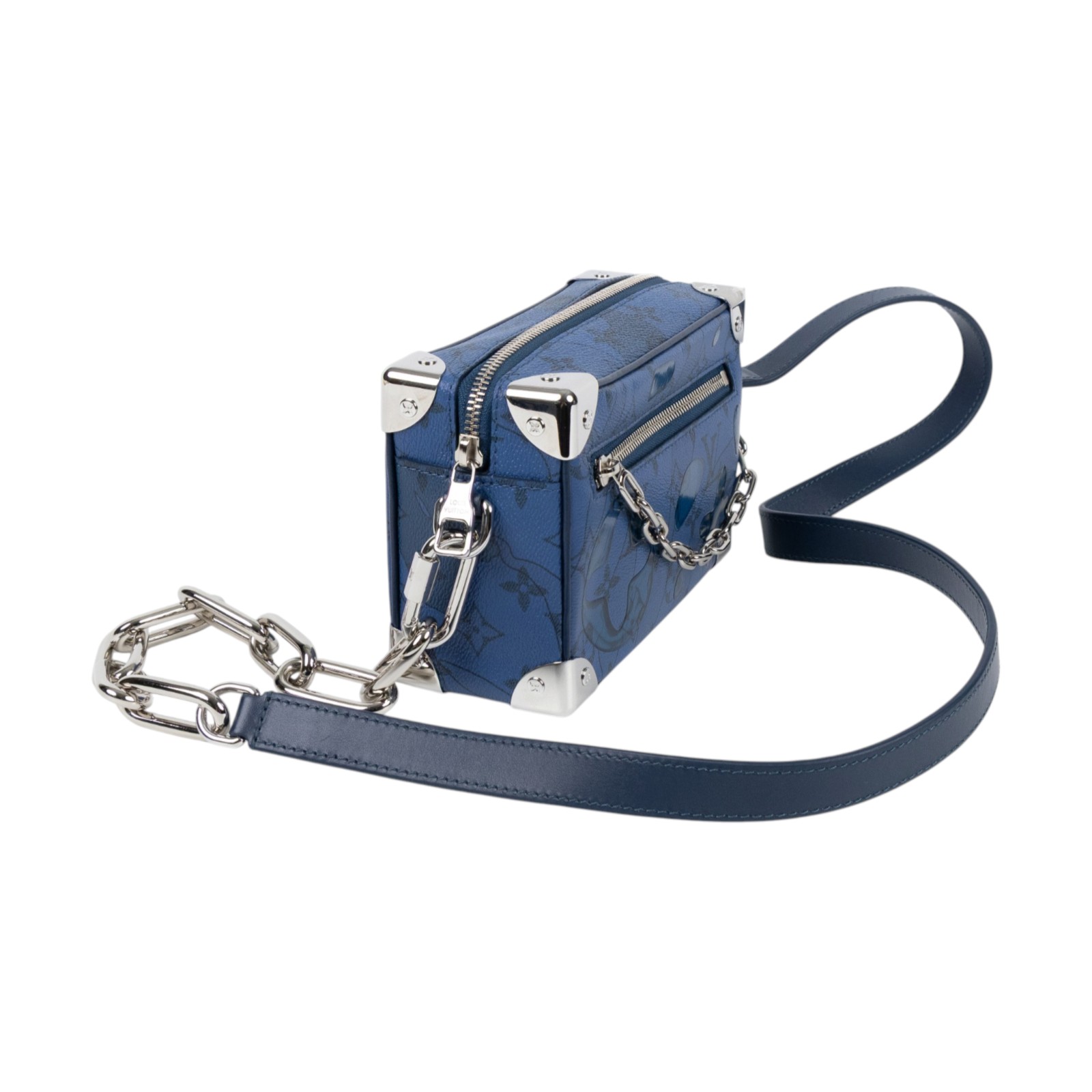 路易威登 LOUIS VUITTON Mini Soft Trunk 肩背包 斜背包 M22588 晶片款 深藍水滴Mini Soft Trunk 防塵袋