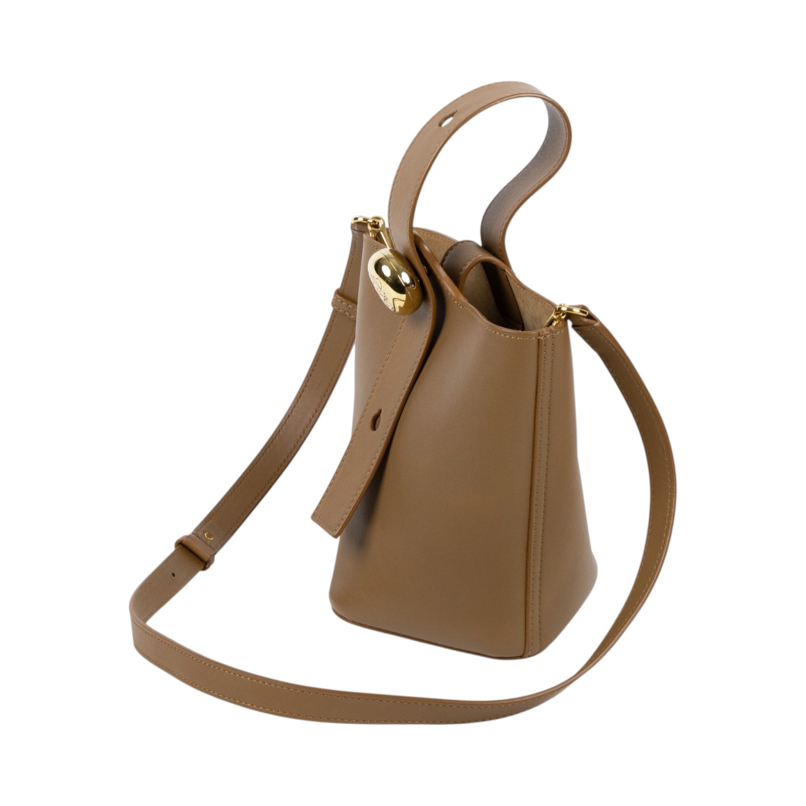 羅意威 LOEWE Mini Pebble Bucket bag 肩背 手提水桶包 AANBBBMX01 棕色PEBBLE BUCKET 防塵袋/背帶