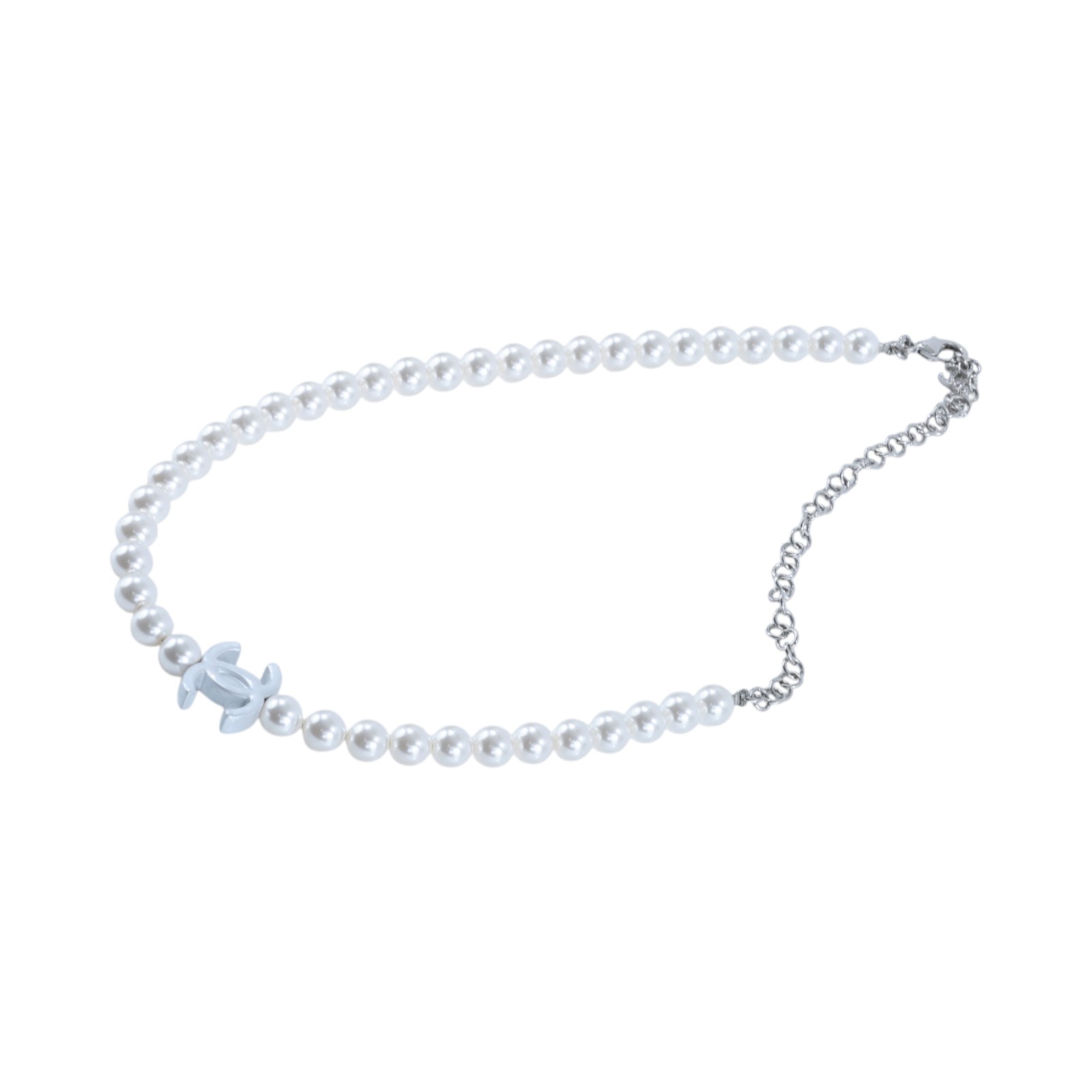 香奈兒 CHANEL 項鍊 飾品 ABE926 B19296B25C 銀色珍珠雙C項鍊 原廠盒子/內襯