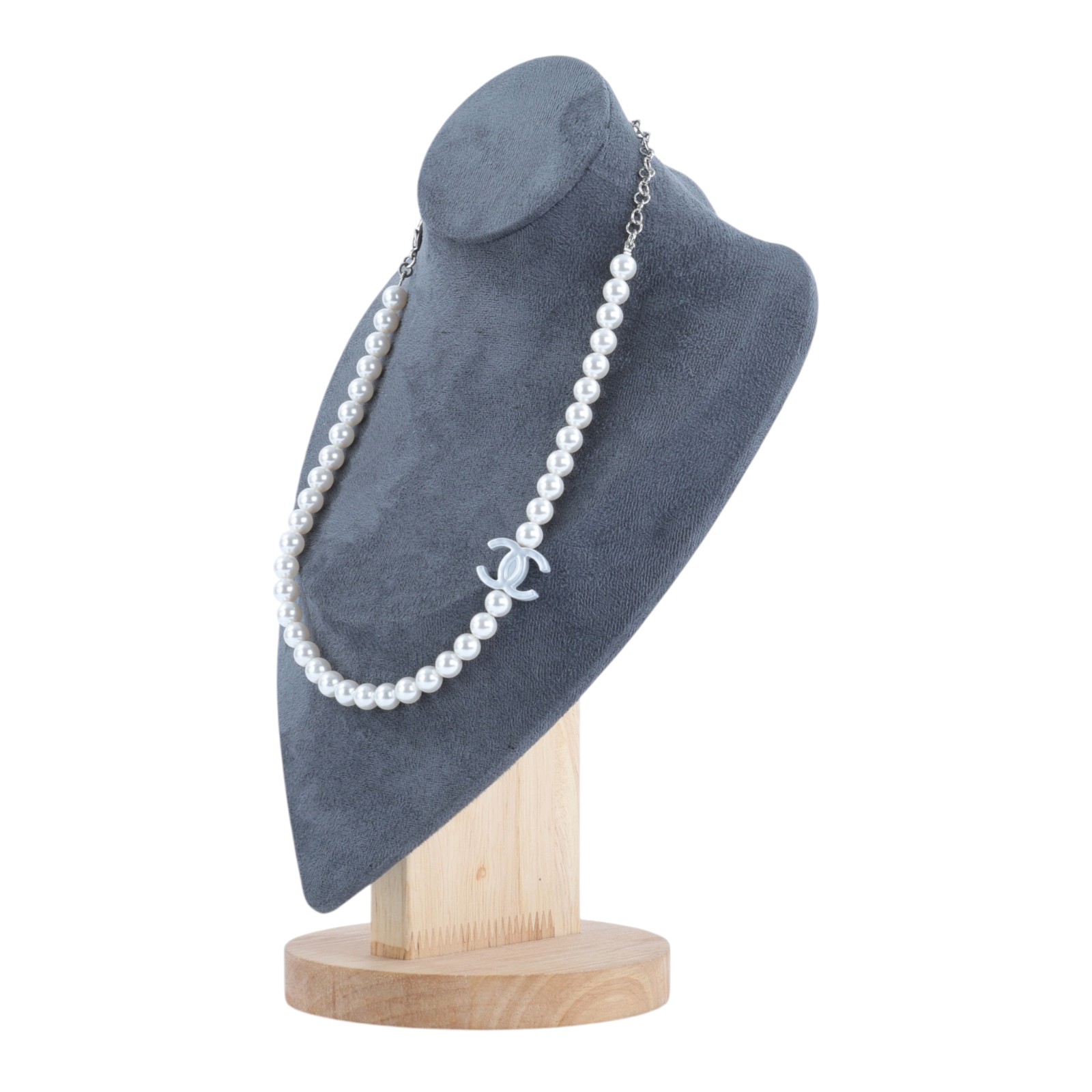 香奈兒 CHANEL 項鍊 飾品 ABE926 B19296B25C 銀色珍珠雙C項鍊 原廠盒子/內襯