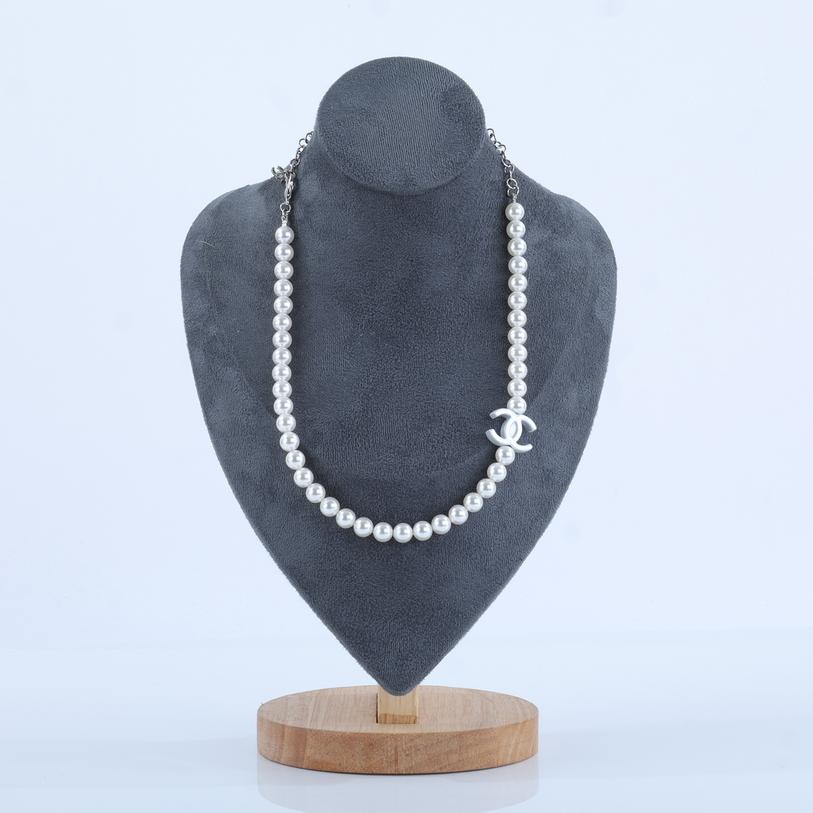 香奈兒 CHANEL 項鍊 飾品 ABE926 B19296B25C 銀色珍珠雙C項鍊 原廠盒子/內襯
