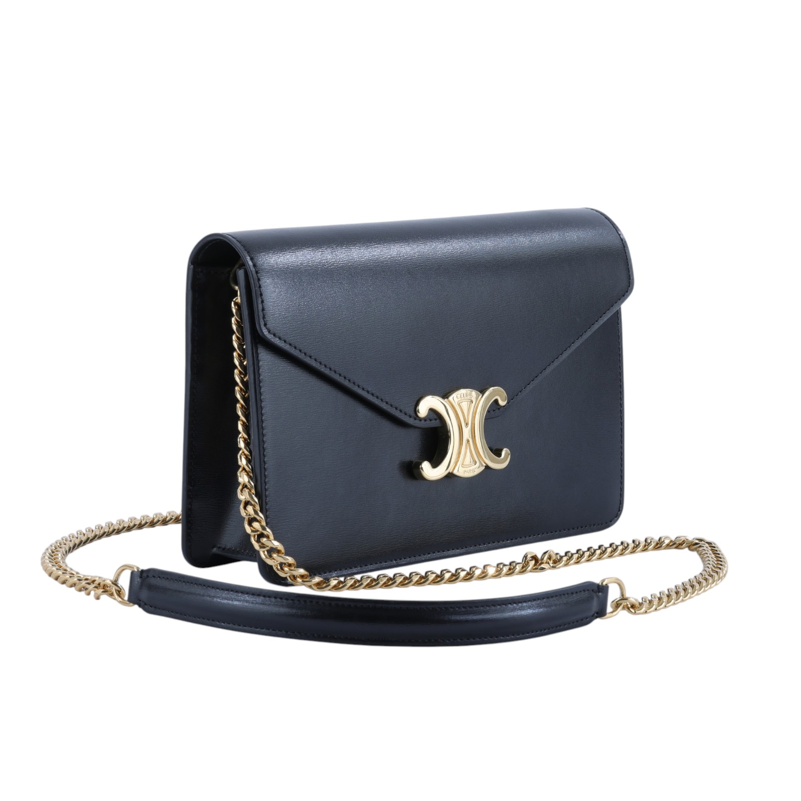思琳 CELINE Margo WOC 飾鍊錢包 10L033DPV 黑色信封凱旋WOC 無附屬品