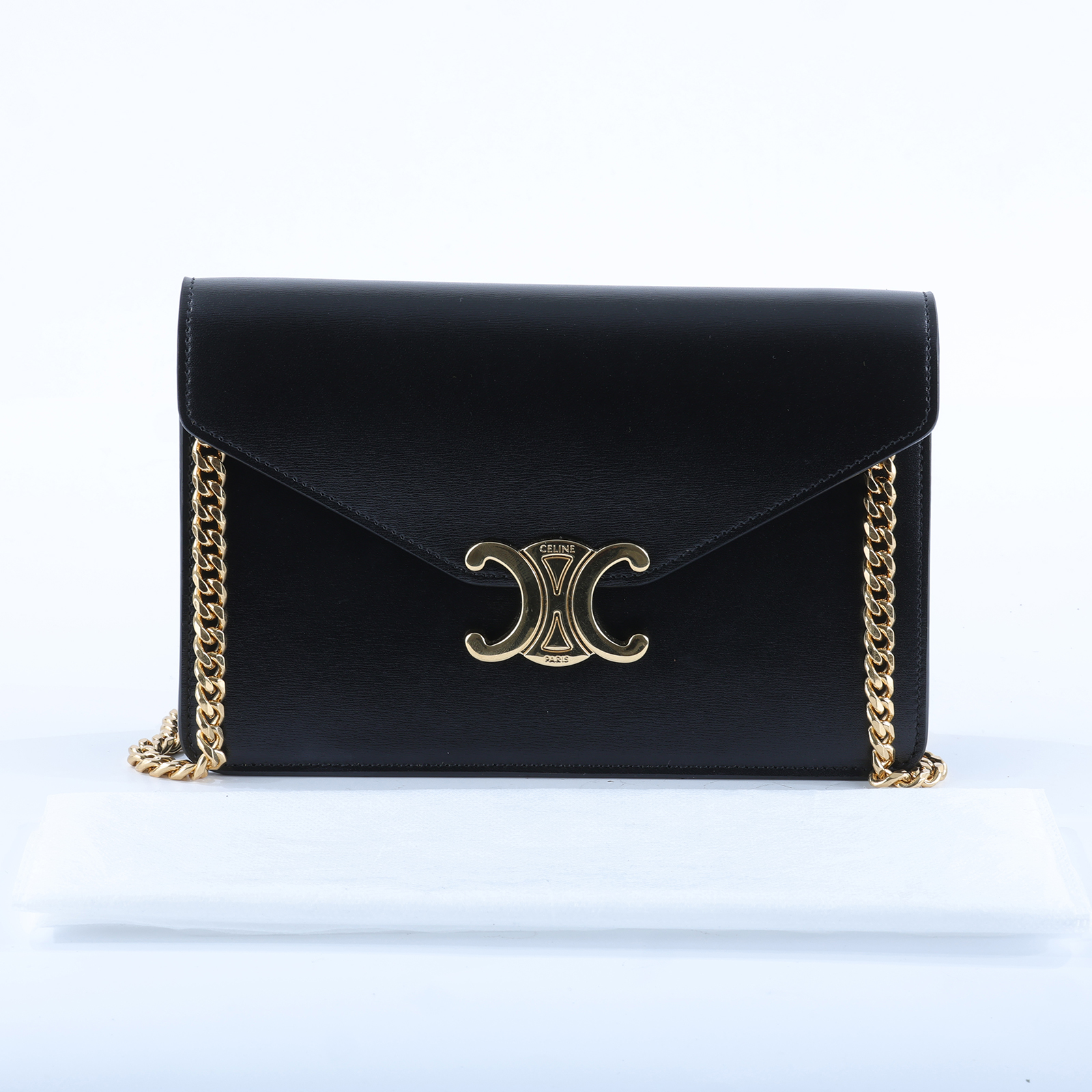 思琳 CELINE Margo WOC 飾鍊錢包 10L033DPV 黑色信封凱旋WOC 無附屬品
