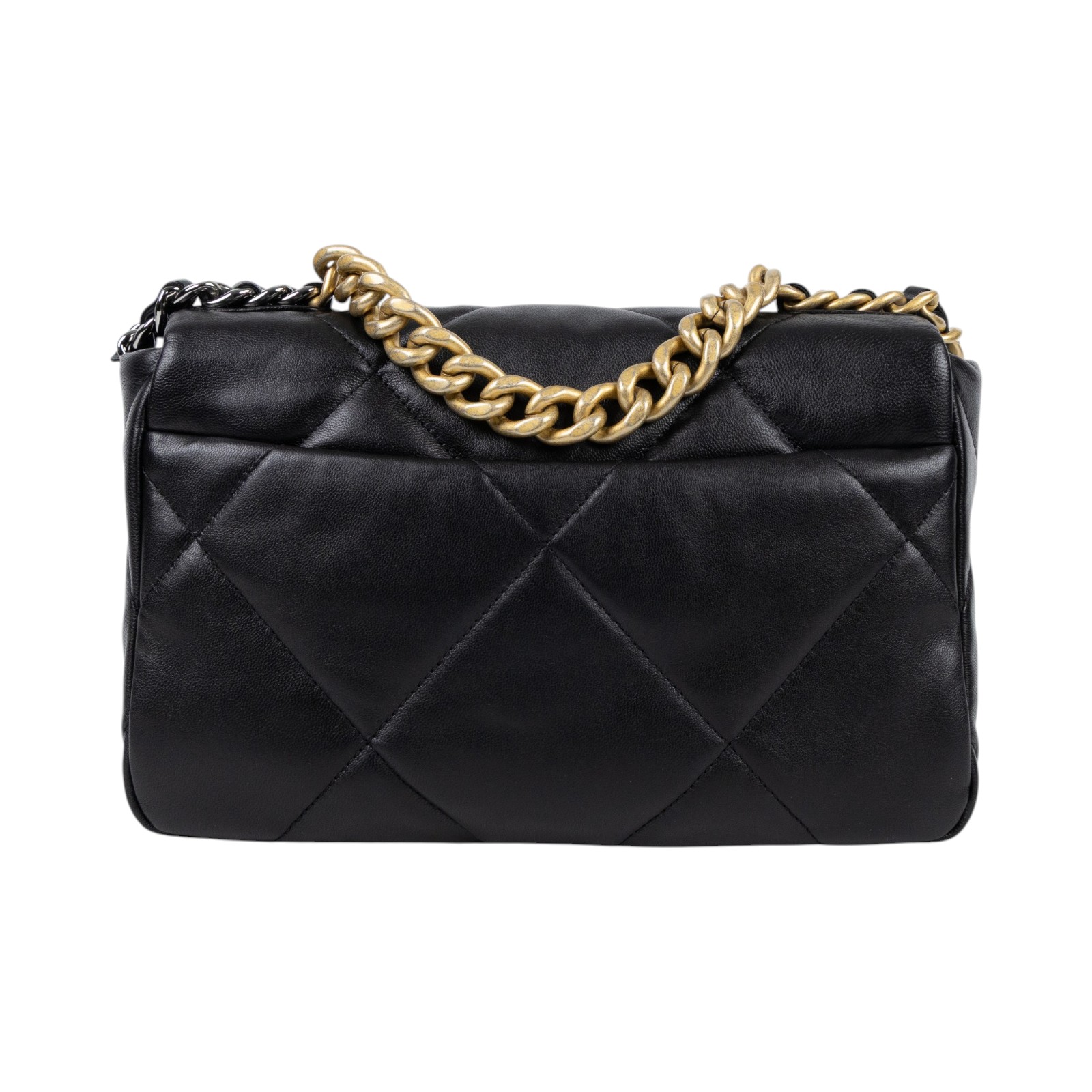 香奈兒 CHANEL 19 口蓋包 菱格紋 金銀鍊帶 手提 肩背包 AS1160 30開 黑金19包 26CM 原廠盒子/防塵袋/保證卡
