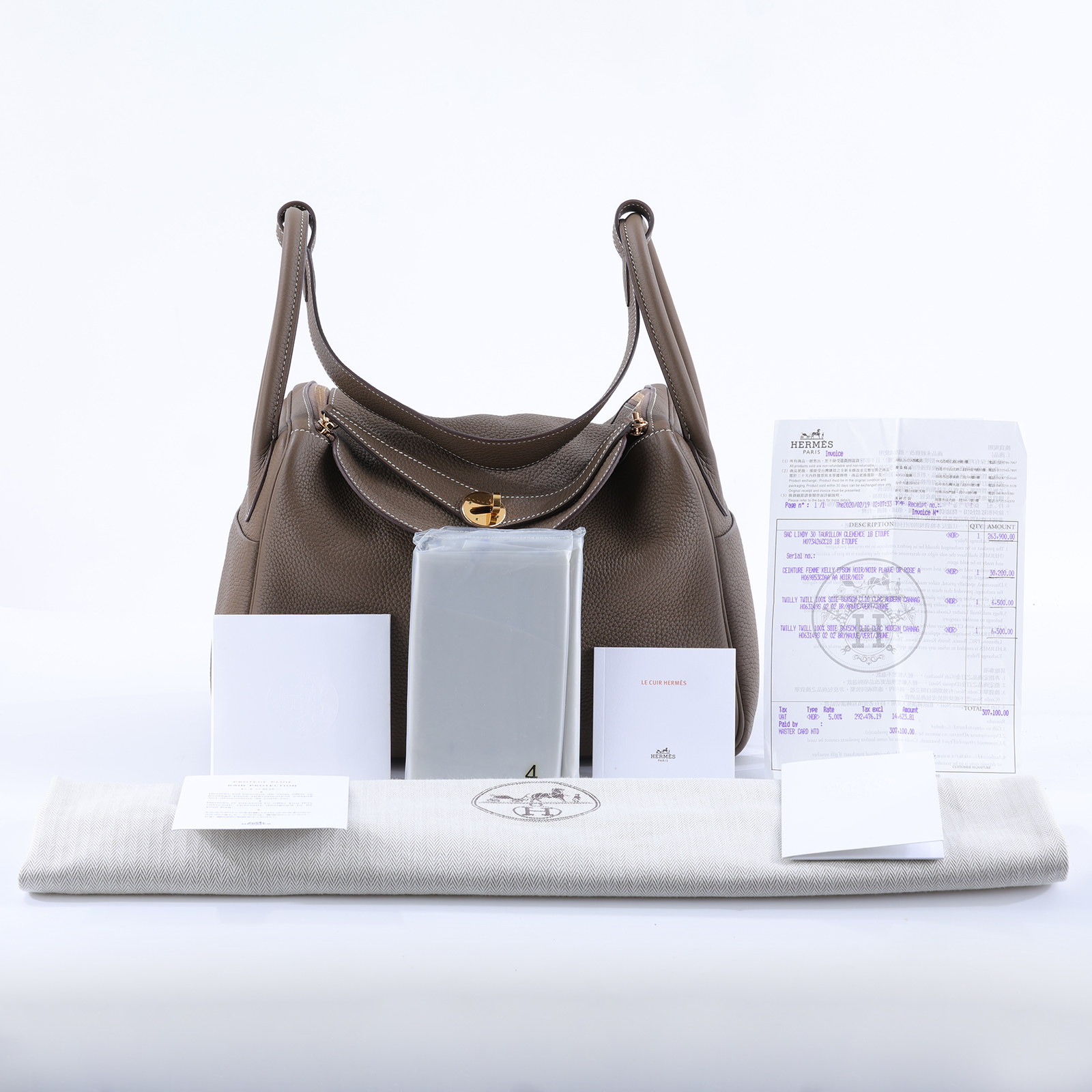 愛馬仕 Hermes Lindy 琳迪包 30 大象灰色 金色五金 H073426CC18 /YPY767 AP  防塵袋/購買證明/雨衣