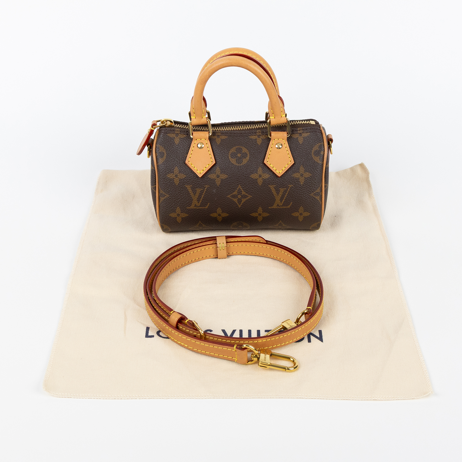 路易威登 LOUIS VUITTON Nano Speedy 原花 手提 肩背包 M81085 原花NANO SPEEDY 防塵袋/背帶