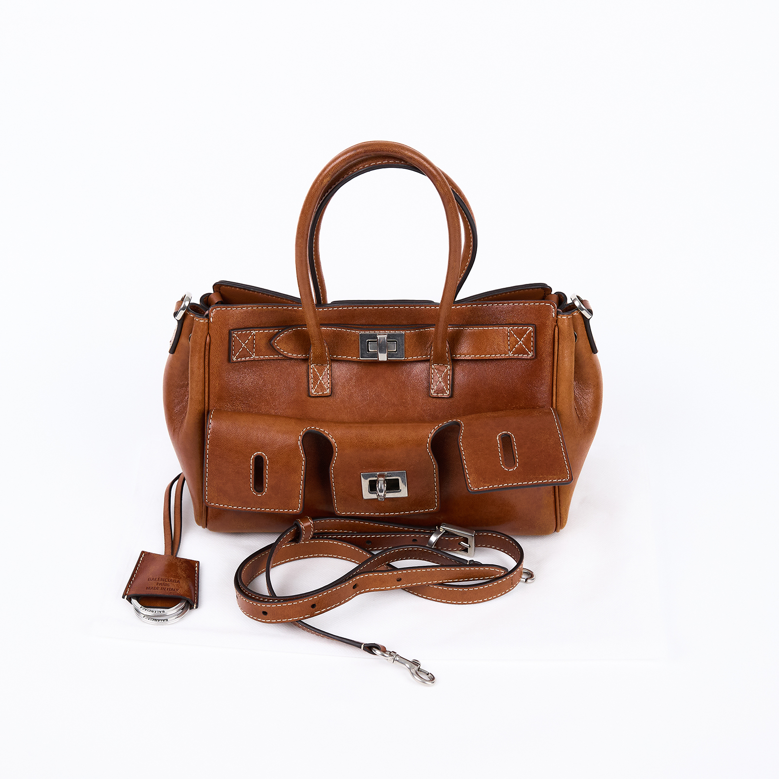巴黎世家 BALENCIAGA Bel Air Carry All Mini 手提包 8357322ABP7  背帶/吊牌