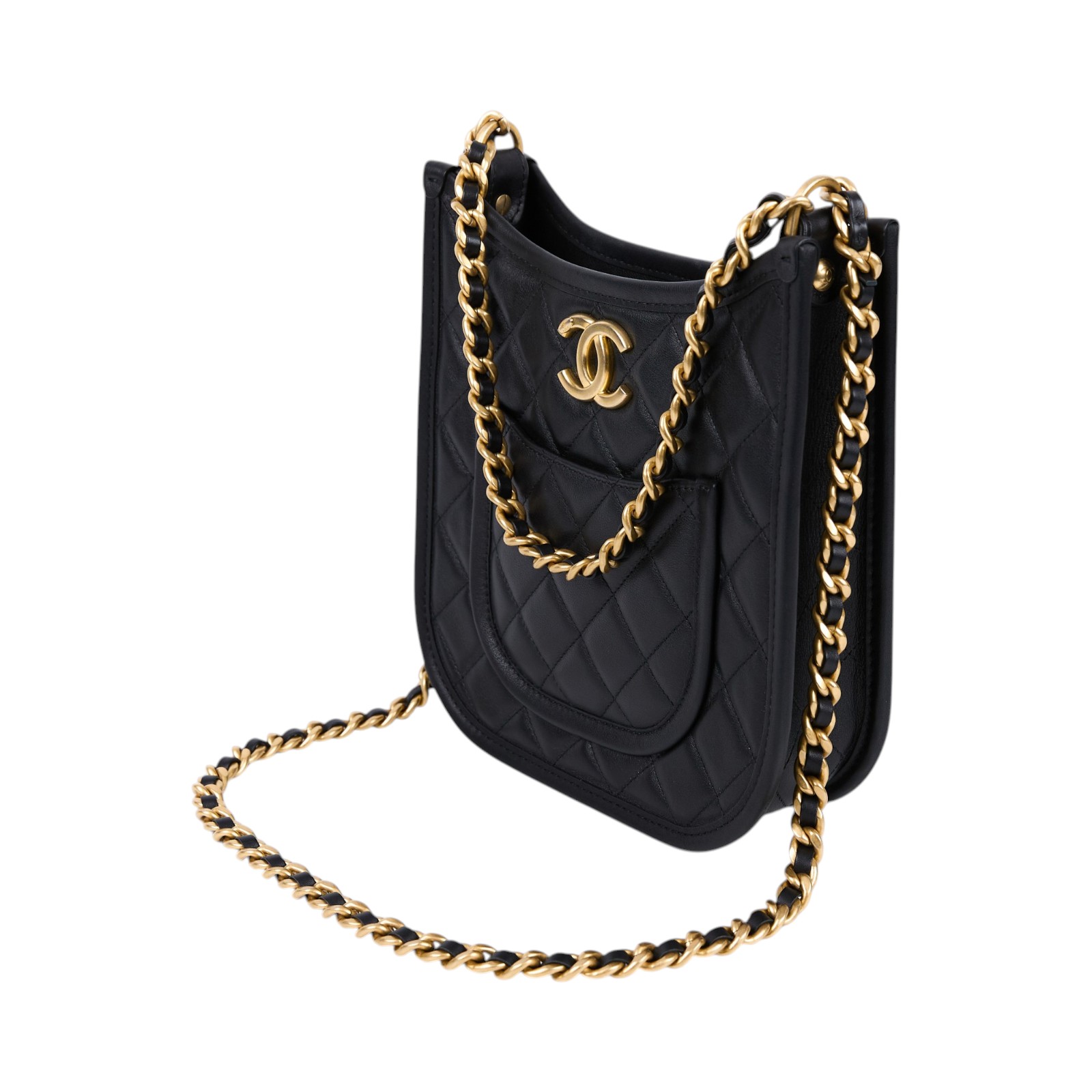 香奈兒 CHANEL 流浪包 Hobo Bag CC LOGO 斜背包 AS4532 B16235 晶片款 黑金HOBO兩用包 防塵袋/購買證明正本
