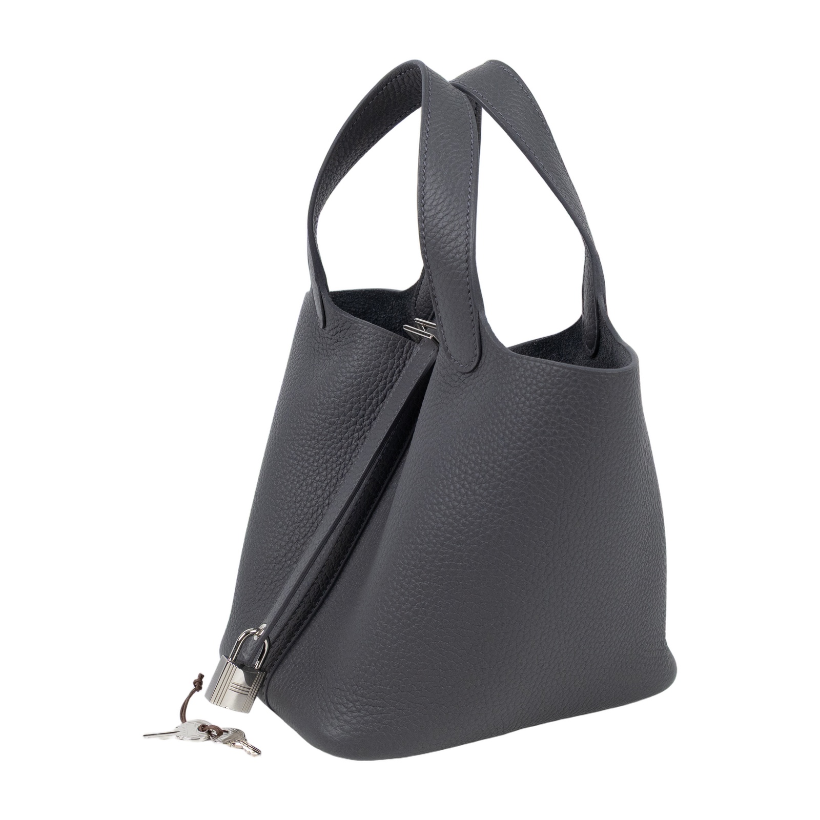 愛馬仕 Hermes Picotin Lock 18 菜籃子包 銀色五金 石板灰色 H056289CK85 /WAC 009 AT  原廠盒子/防塵袋/購買明細/鎖組