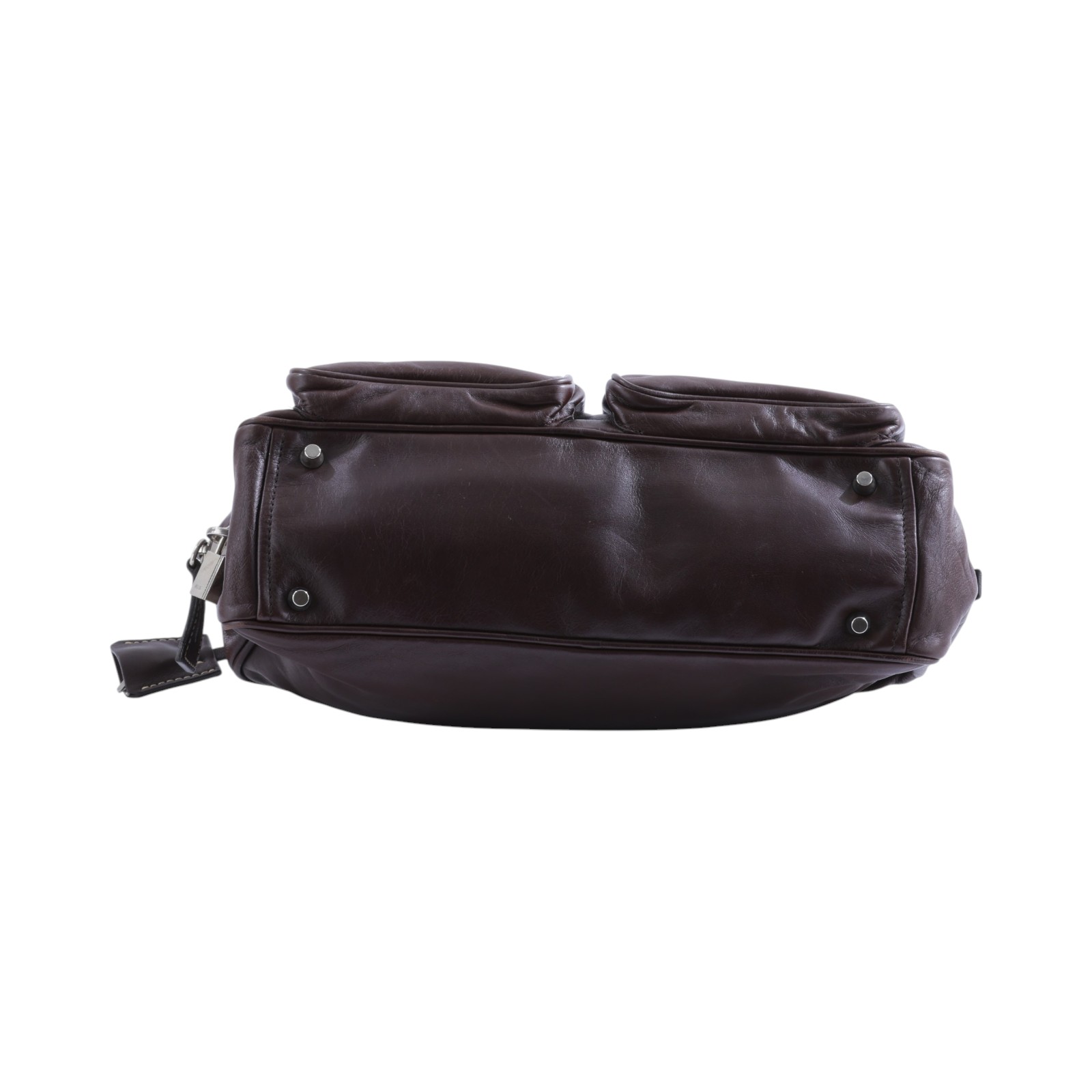 普拉達 PRADA Push Lock Pocket 肩背包  深咖肩背 鎖組