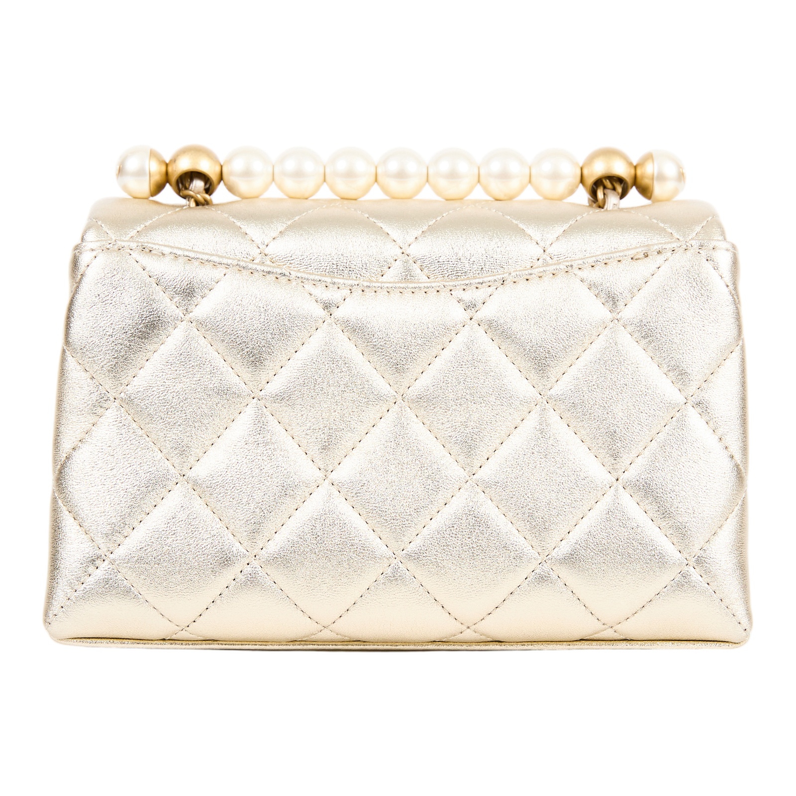 香奈兒 CHANEL MINI FLAP 手提包 肩背包 斜背包 AS5001 晶片款 金色羊皮珍珠鍊條包 原廠盒子
