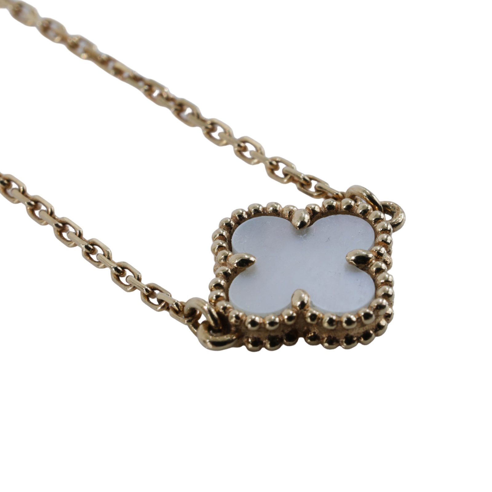 梵克雅寶 Van Cleef & Arpels Sweet Alhambra 手鍊 VCARF68800 K18YG SWEET白母貝幸運草手鍊 無附屬品