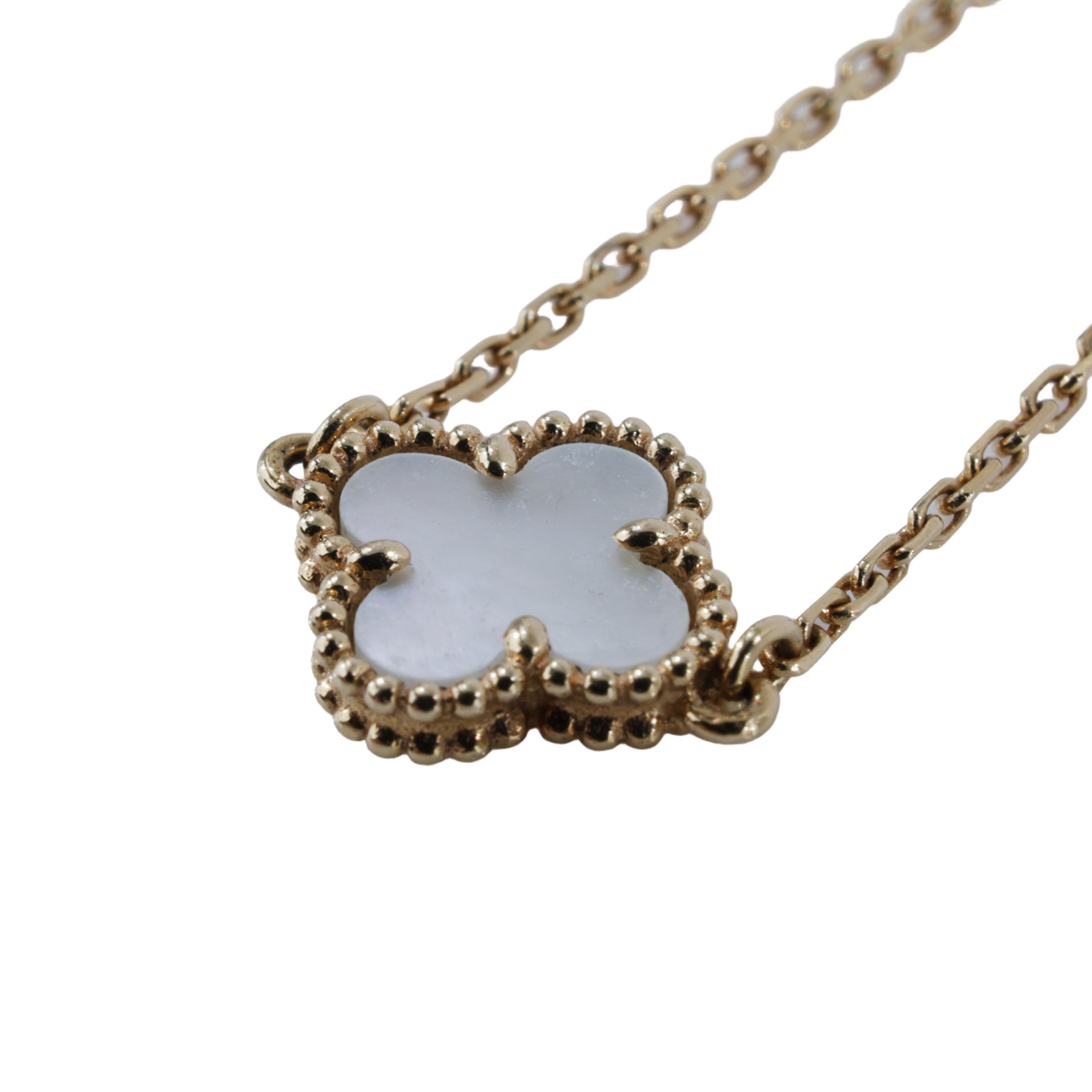 梵克雅寶 Van Cleef & Arpels Sweet Alhambra 手鍊 VCARF68800 K18YG SWEET白母貝幸運草手鍊 無附屬品