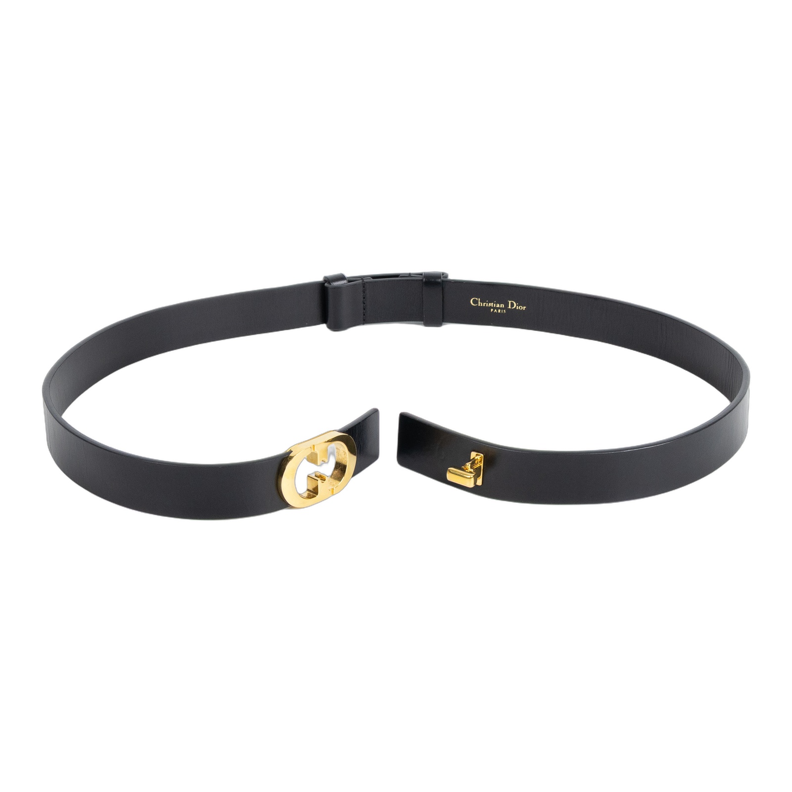 迪奧 CHRISTIAN DIOR Montaigne 腰帶  黑金蒙田皮帶 原廠盒子