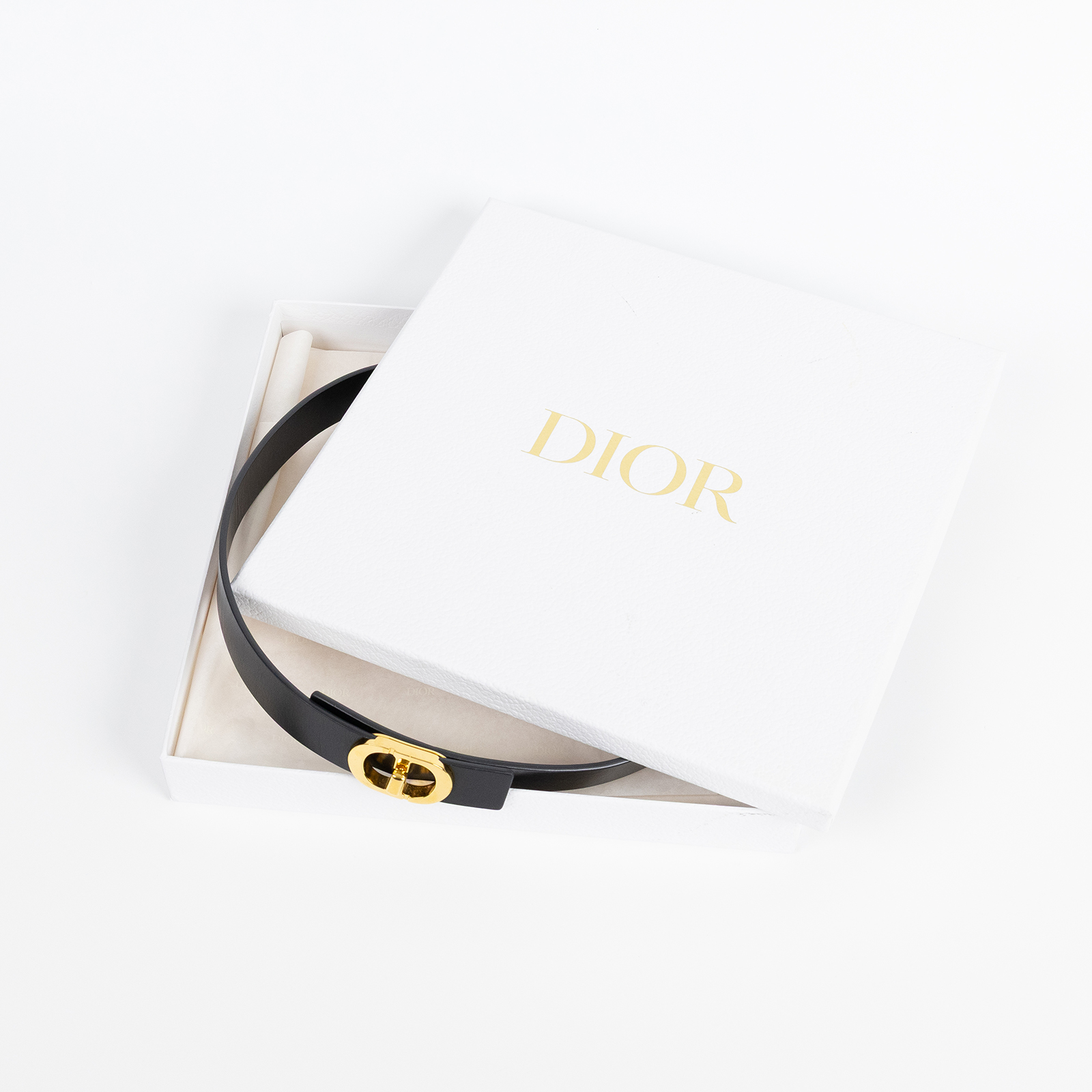 迪奧 CHRISTIAN DIOR Montaigne 腰帶  黑金蒙田皮帶 原廠盒子