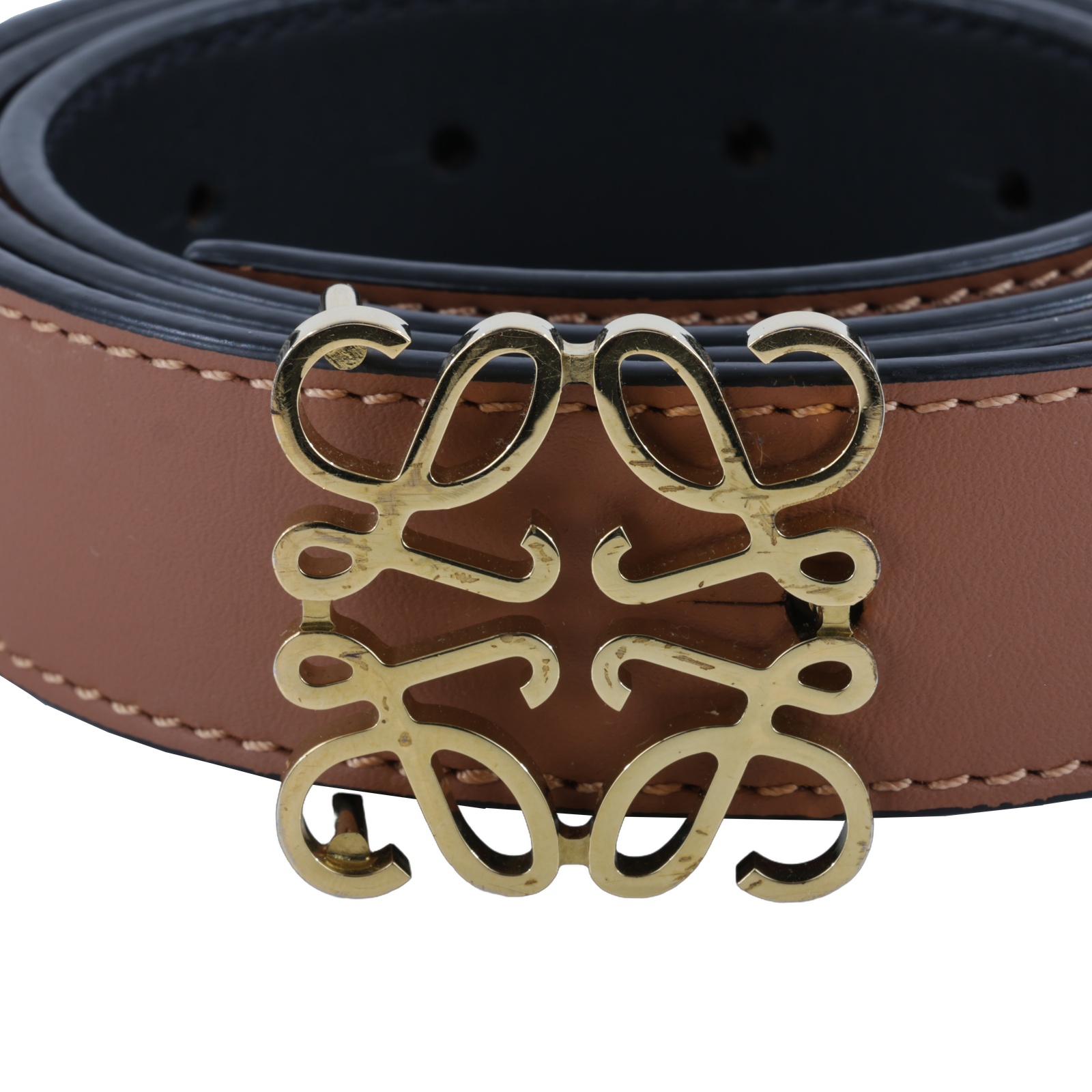 羅意威 LOEWE Anagram 雙面腰帶 E821Z26X03_80 金棕色ANAGRAM皮帶 原廠盒子/防塵袋