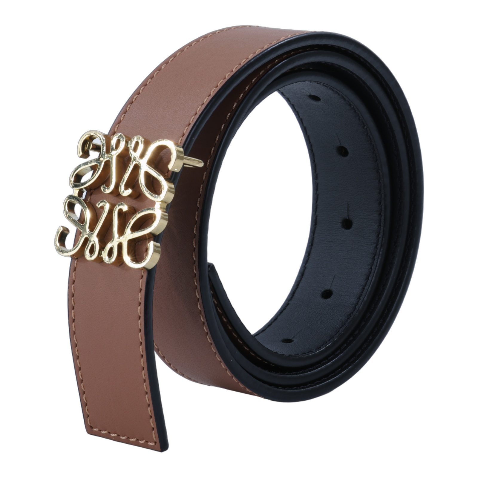 羅意威 LOEWE Anagram 雙面腰帶 E821Z26X03_80 金棕色ANAGRAM皮帶 原廠盒子/防塵袋