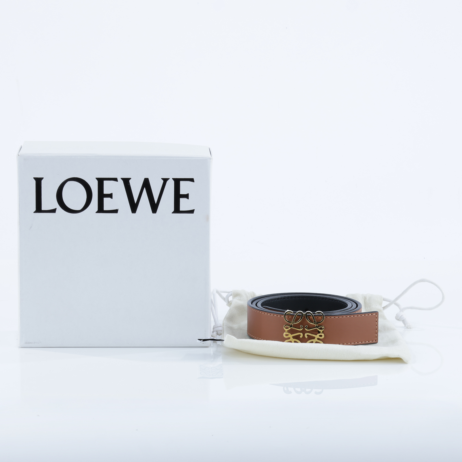 羅意威 LOEWE Anagram 雙面腰帶 E821Z26X03_80 金棕色ANAGRAM皮帶 原廠盒子/防塵袋