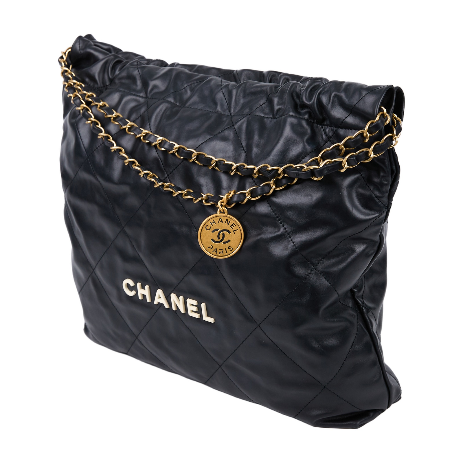 香奈兒 CHANEL 22 中型 束口包 AS3261 晶片款 黑白LOGO 22包 中號 防塵袋/內袋