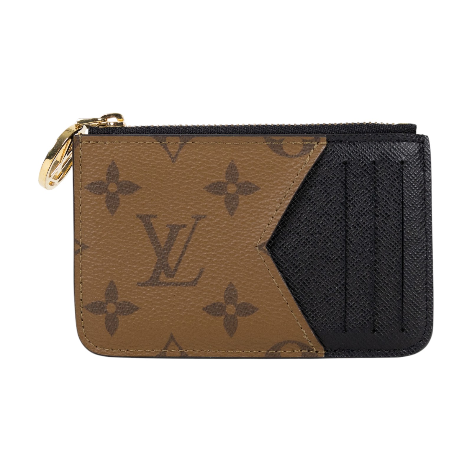 路易威登 LOUIS VUITTON Romy 名片夾 經典帆布 黑色 M81912 晶片款 焦糖原花零錢包 無附屬品