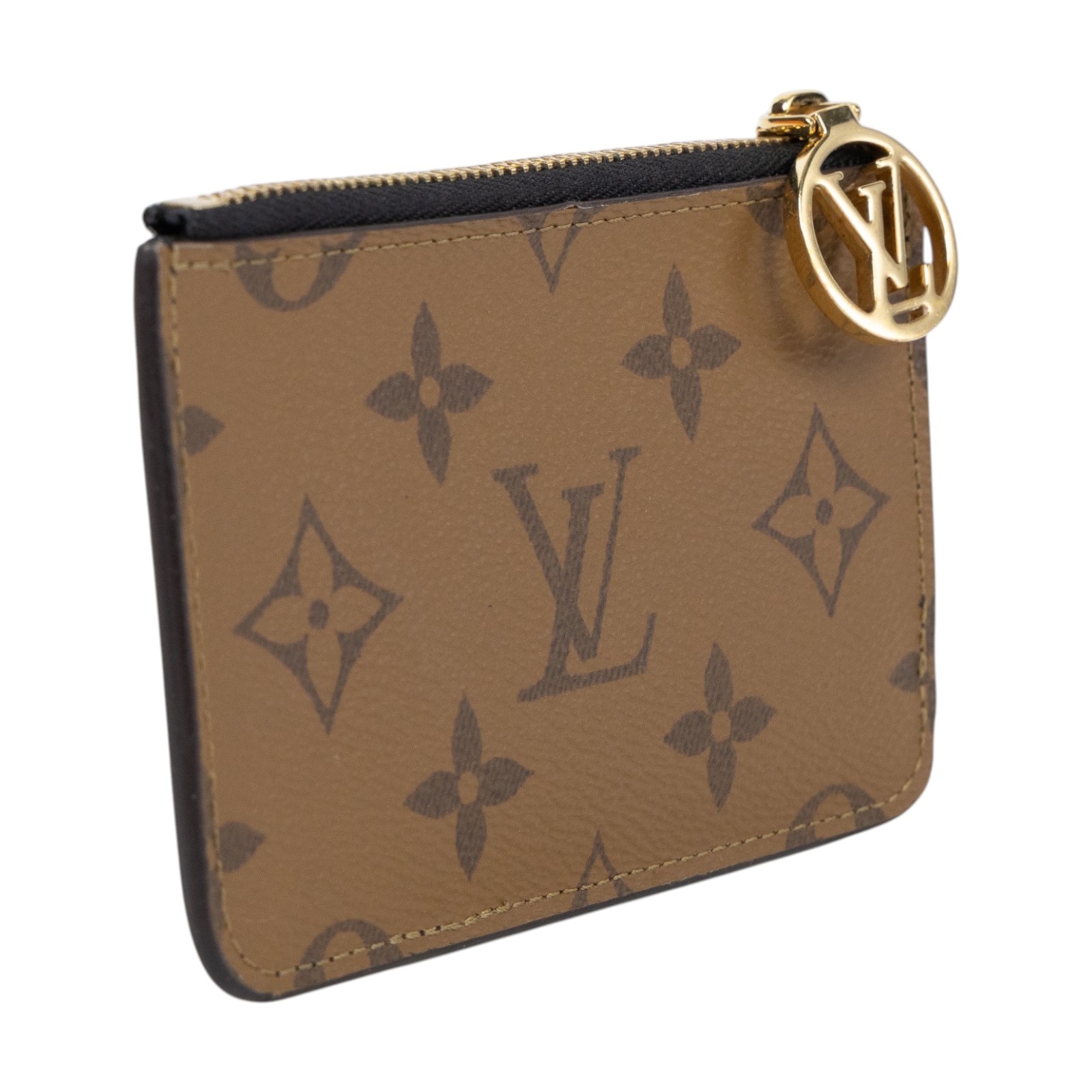 路易威登 LOUIS VUITTON Romy 名片夾 經典帆布 黑色 M81912 晶片款 焦糖原花零錢包 無附屬品