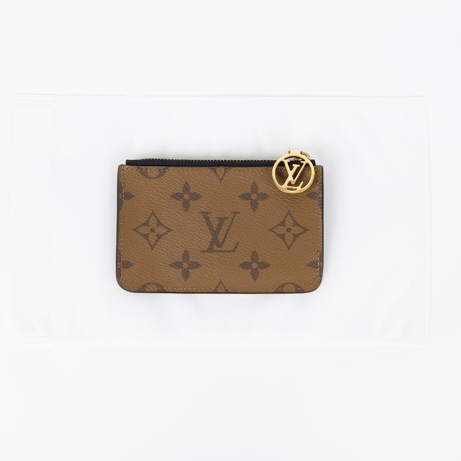 路易威登 LOUIS VUITTON Romy 名片夾 經典帆布 黑色 M81912 晶片款 焦糖原花零錢包 無附屬品