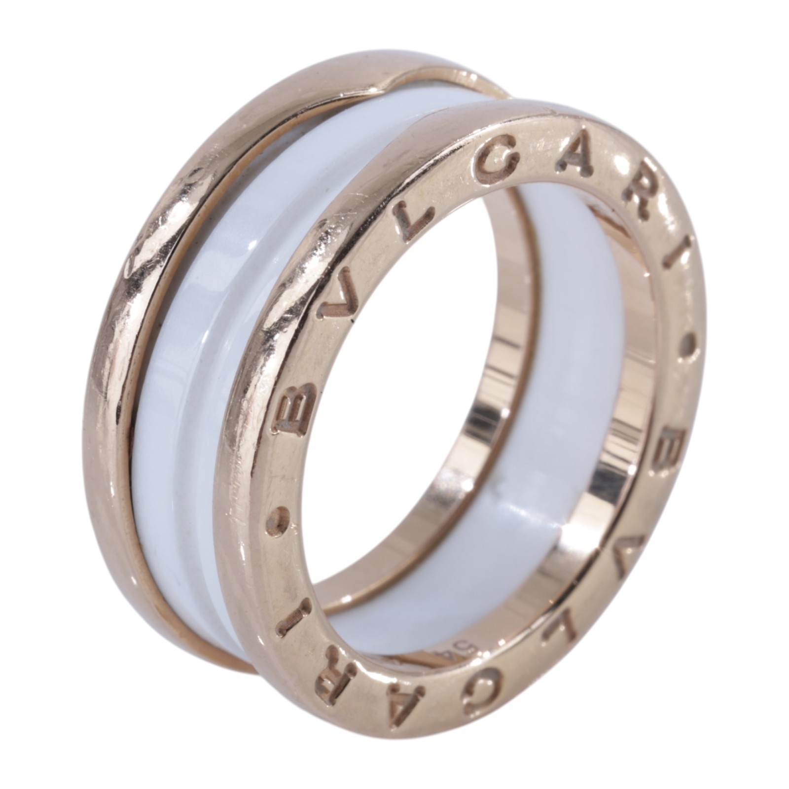 寶格麗 BVLGARI B.zero1 Ring 戒指 玫瑰金 347015 K18RG白陶瓷B.ZERO1雙環戒指 保書