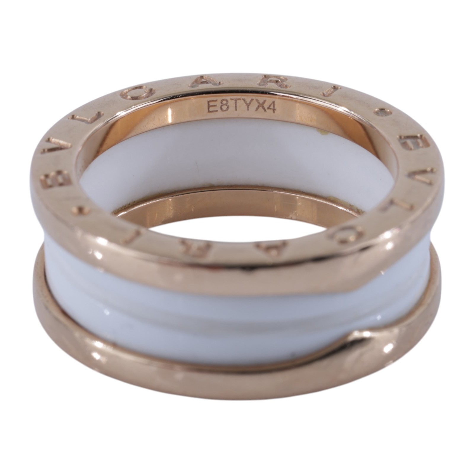 寶格麗 BVLGARI B.zero1 Ring 戒指 玫瑰金 347015 K18RG白陶瓷B.ZERO1雙環戒指 保書