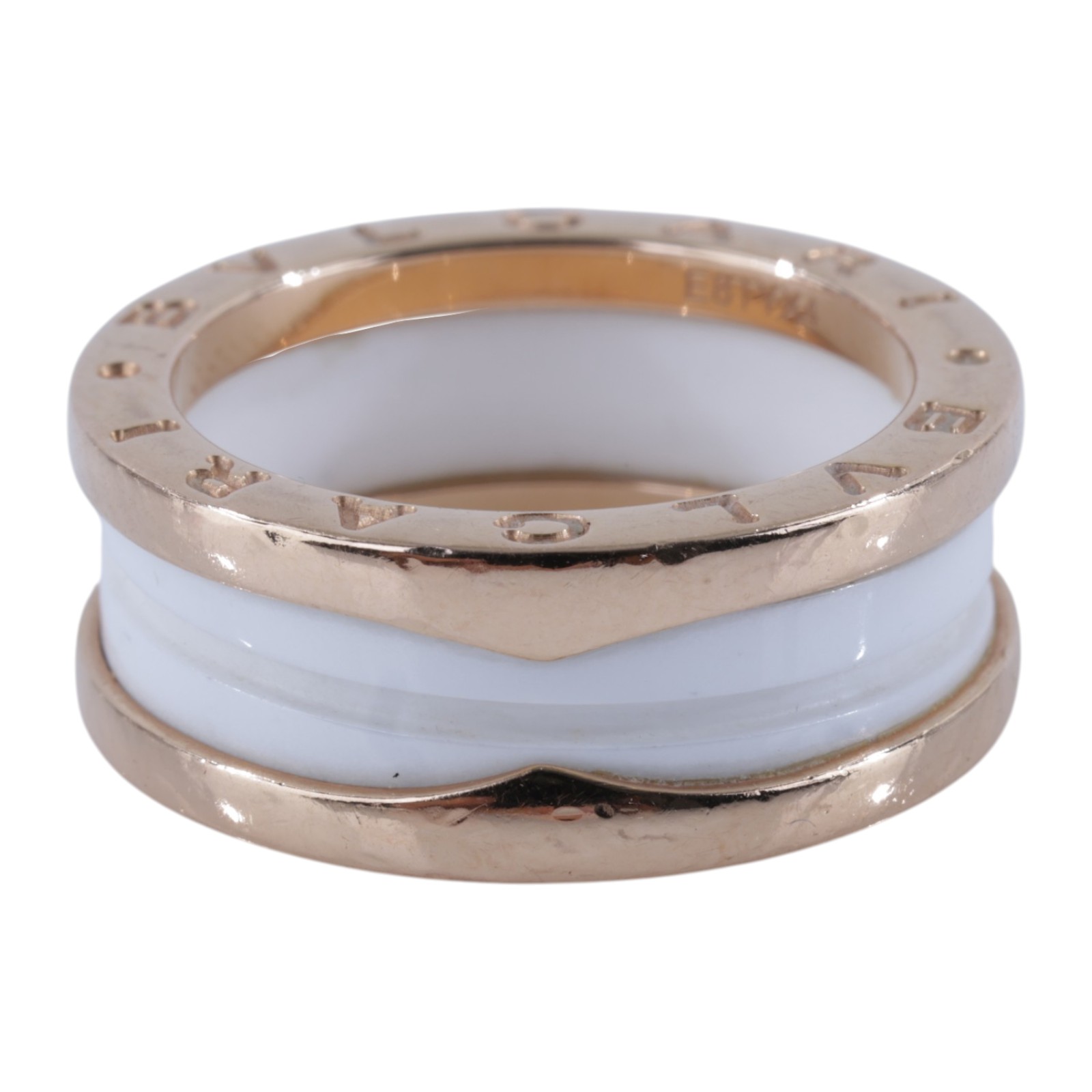 寶格麗 BVLGARI B.zero1 Ring 戒指 玫瑰金 347015 K18RG白陶瓷B.ZERO1雙環戒指 保書