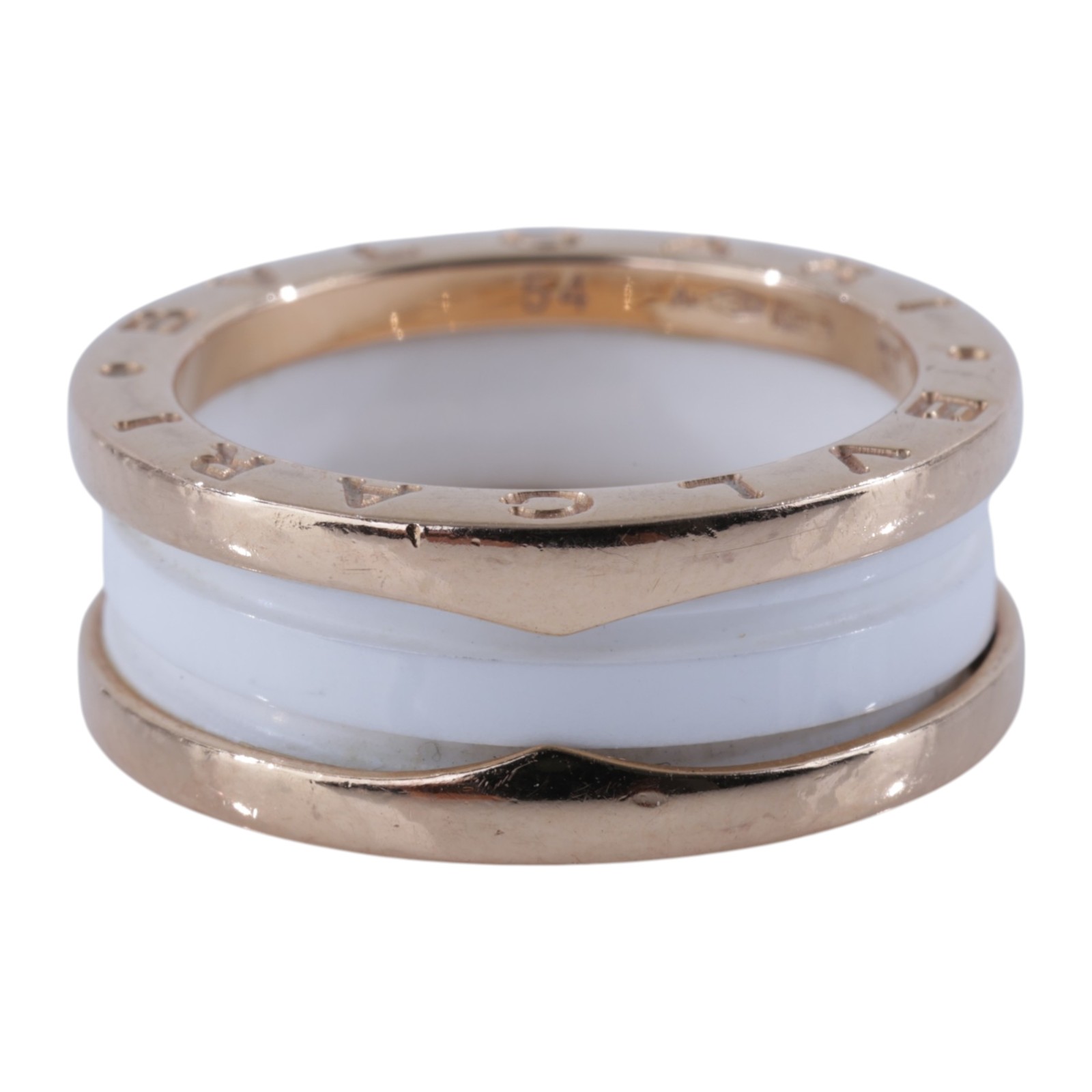 寶格麗 BVLGARI B.zero1 Ring 戒指 玫瑰金 347015 K18RG白陶瓷B.ZERO1雙環戒指 保書