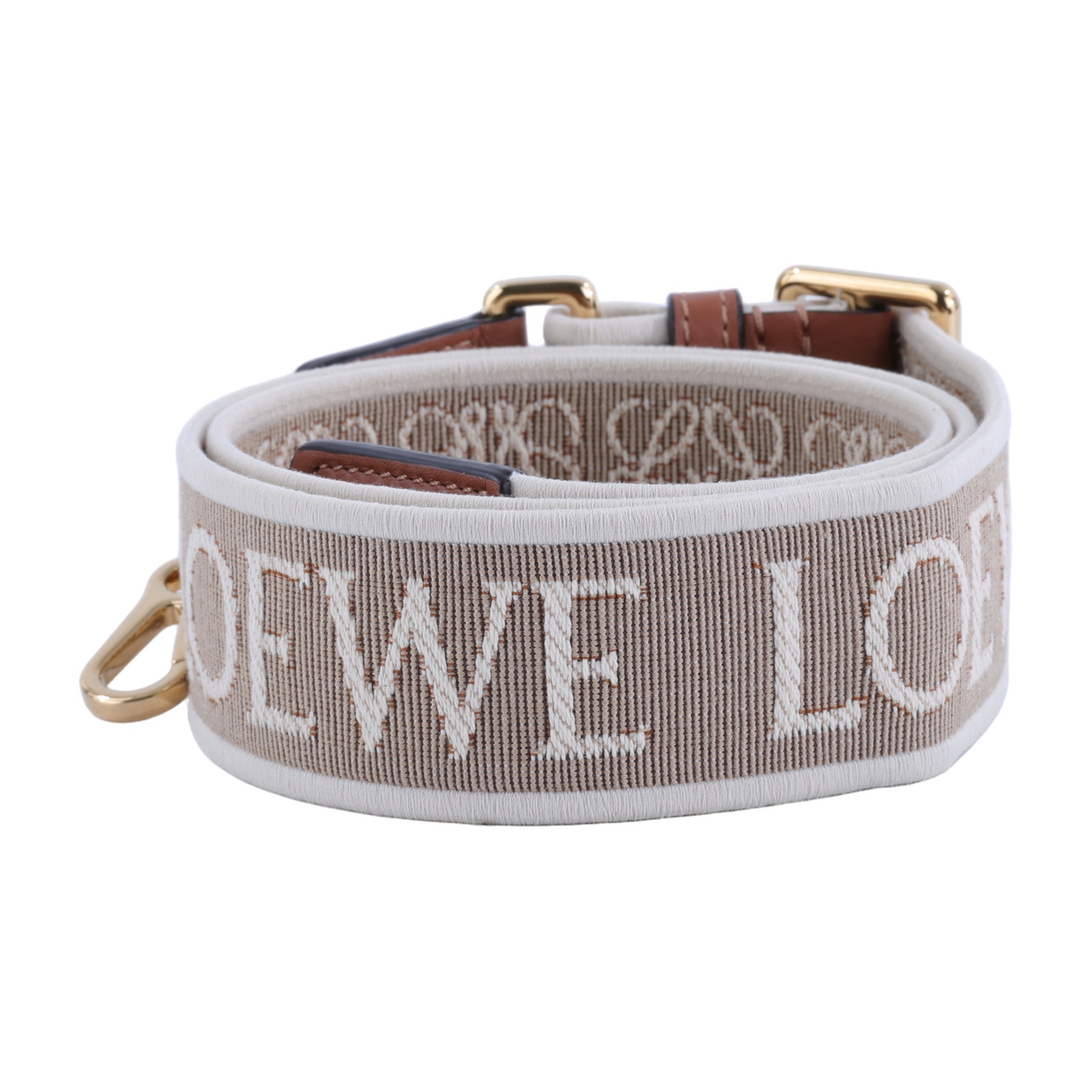羅意威 LOEWE 緹花織 小牛皮 Anagram 肩帶 背帶 C073T87X01 棕帆布Anagram背帶 防塵袋/原廠盒子