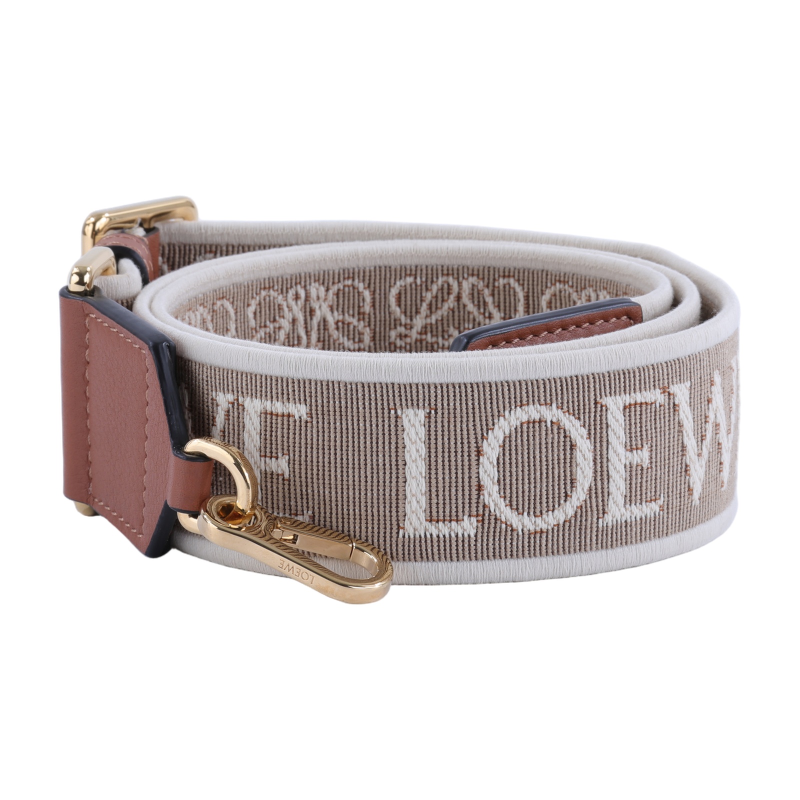 羅意威 LOEWE 緹花織 小牛皮 Anagram 肩帶 背帶 C073T87X01 棕帆布Anagram背帶 防塵袋/原廠盒子