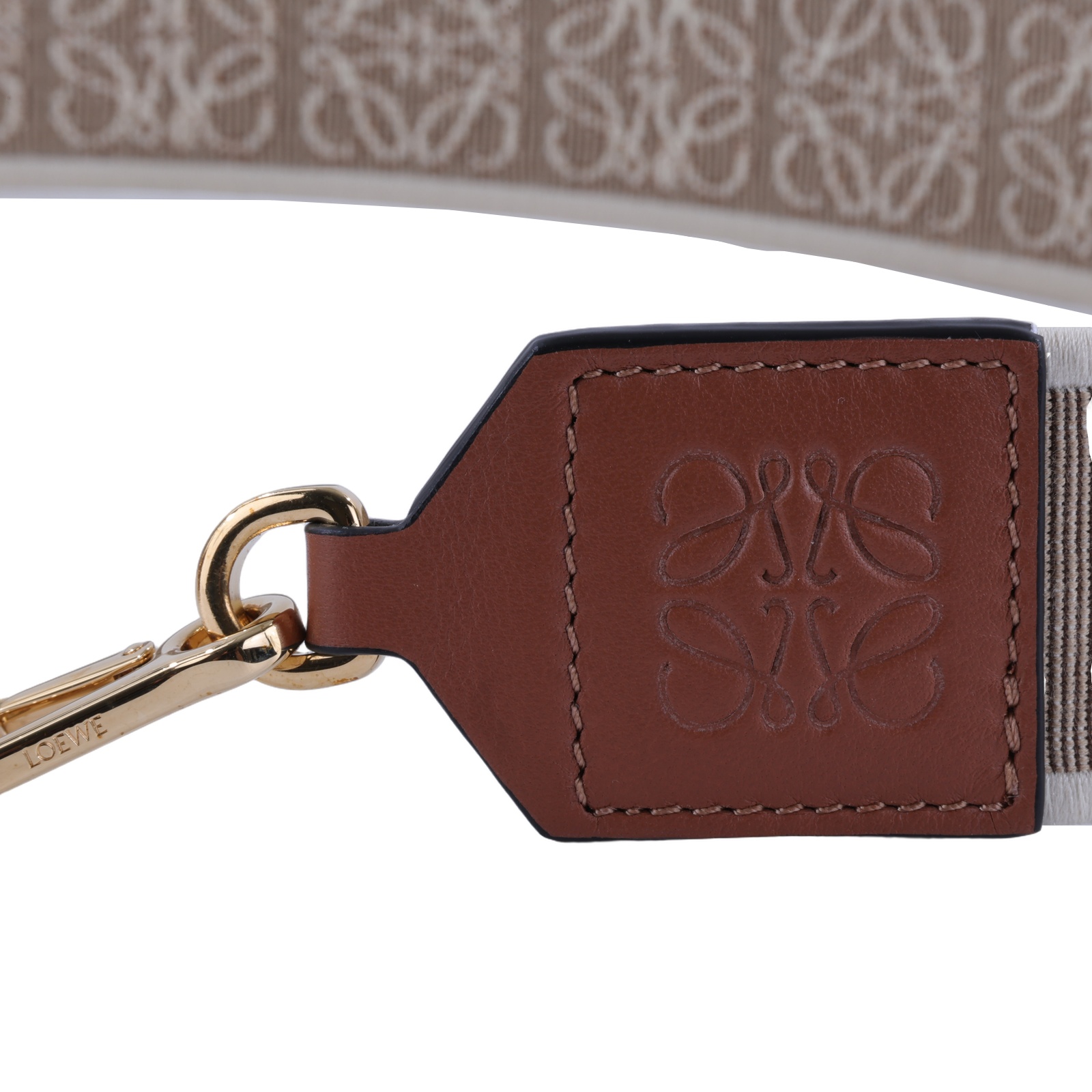 羅意威 LOEWE 緹花織 小牛皮 Anagram 肩帶 背帶 C073T87X01 棕帆布Anagram背帶 防塵袋/原廠盒子