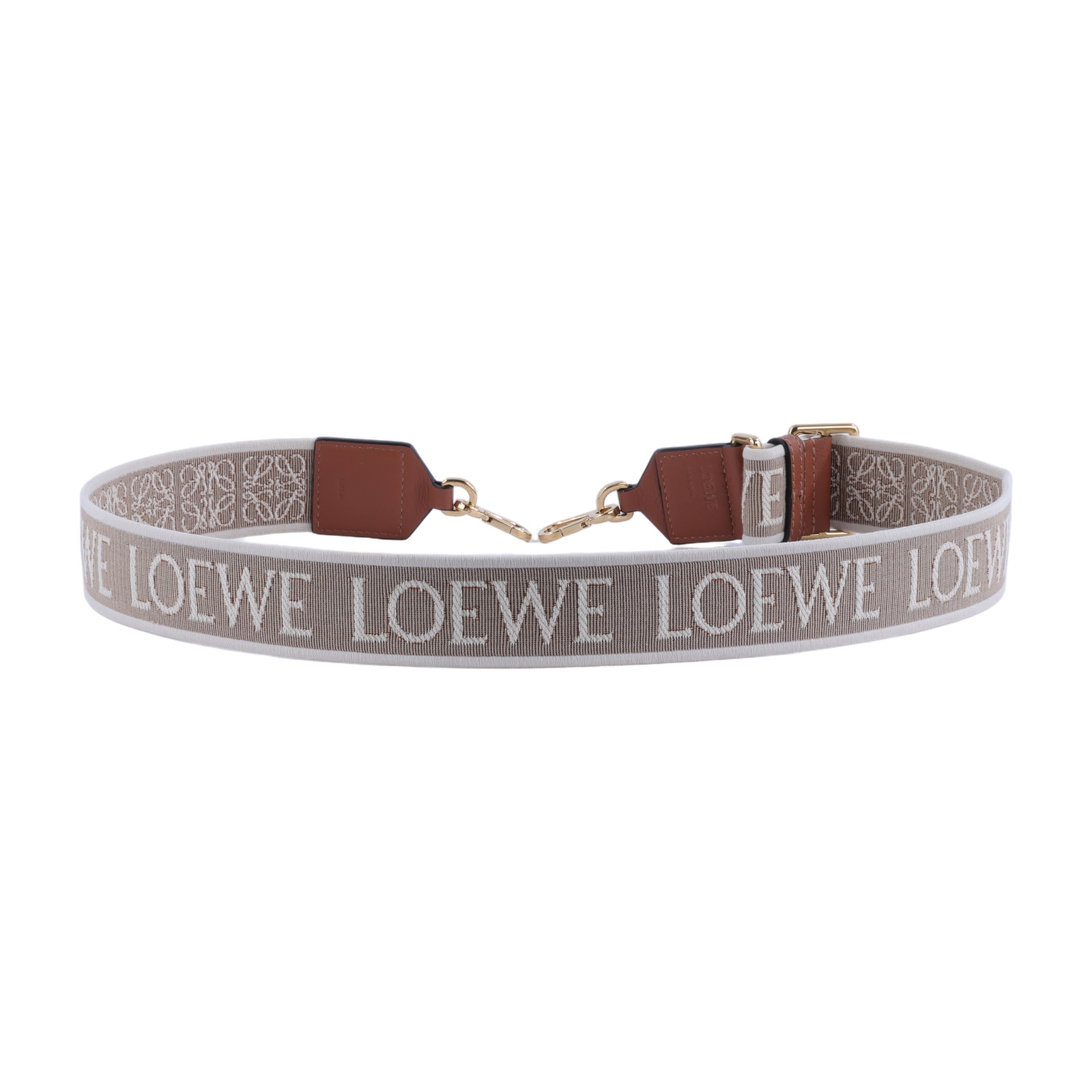 羅意威 LOEWE 緹花織 小牛皮 Anagram 肩帶 背帶 C073T87X01 棕帆布Anagram背帶 防塵袋/原廠盒子