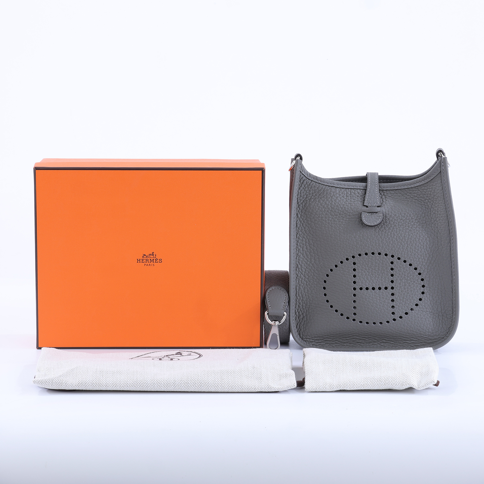 愛馬仕 Hermes Evelyne Bag Mini 伊芙琳包 Evelyne 16 EV16 B刻 B刻 灰EVELYNE MINI 原廠盒子/防塵袋/背帶