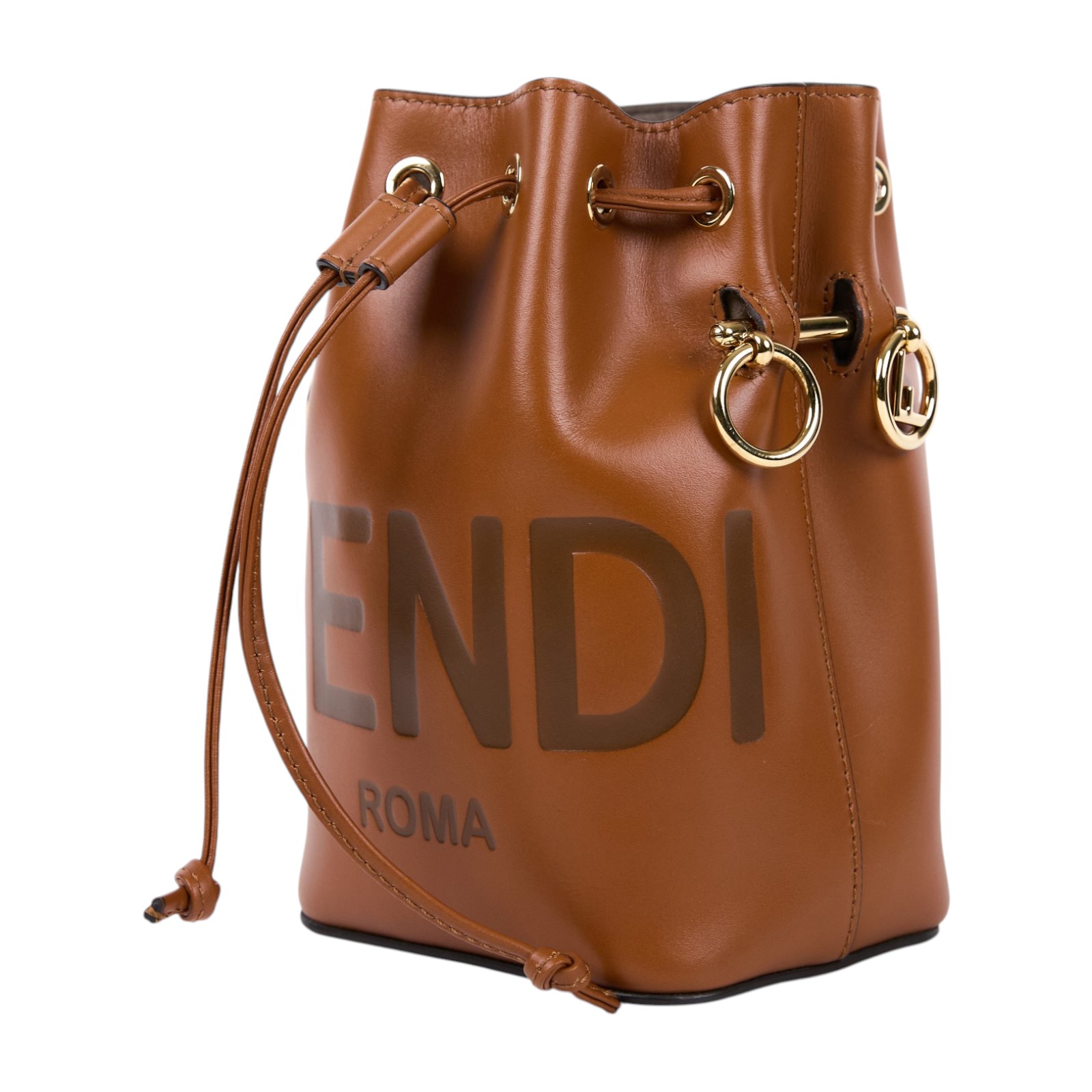 芬迪 FENDI Mon Tresor 皮革 迷你 手袋 8BS010AC9L 焦糖MON TRESOR MINI 水桶 原廠盒子/防塵袋/背帶X2/購買證明