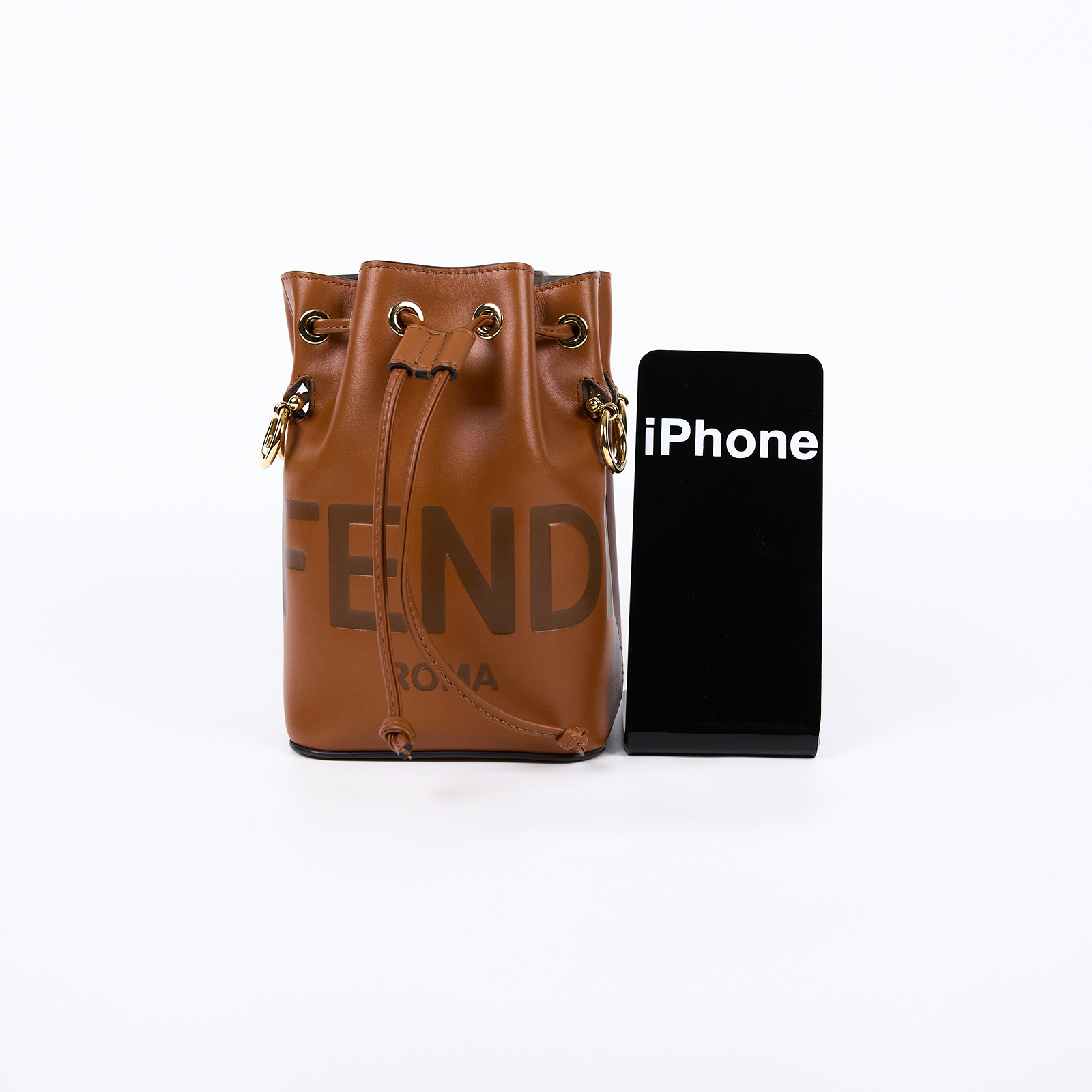 芬迪 FENDI Mon Tresor 皮革 迷你 手袋 8BS010AC9L 焦糖MON TRESOR MINI 水桶 原廠盒子/防塵袋/背帶X2/購買證明