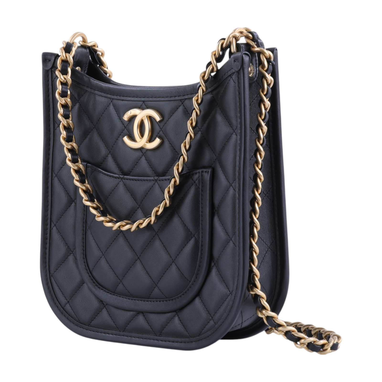 香奈兒 CHANEL 流浪包 Hobo Bag CC LOGO 斜背包 AS4532 晶片款 黑色HOBO兩用包 防塵袋