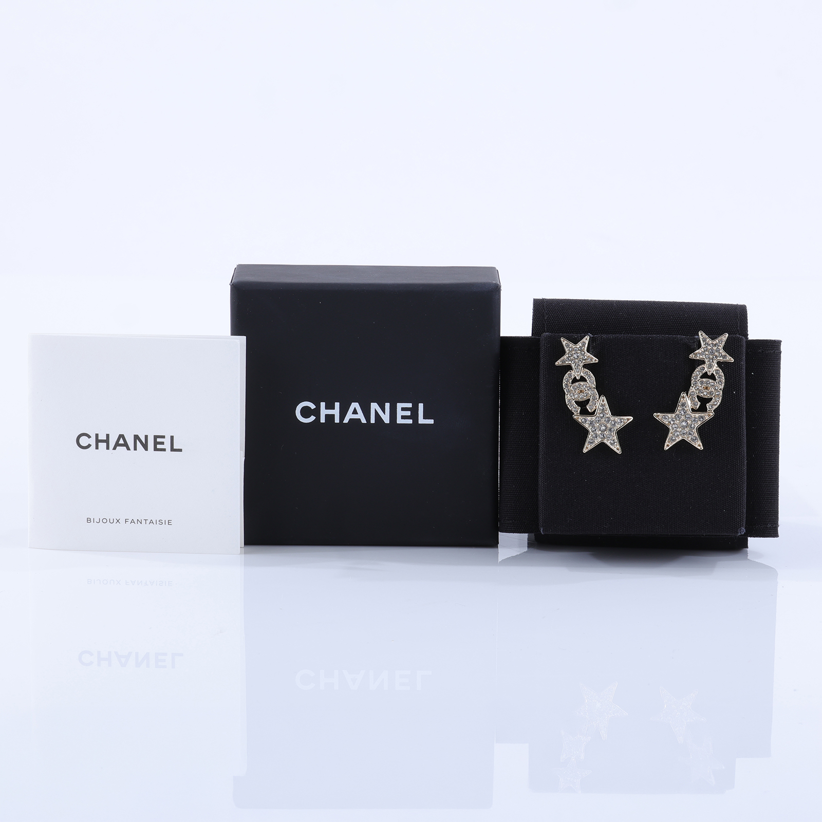 香奈兒 CHANEL 耳釘 AB9819 B09816B23C 水鑽星星雙C耳環 原廠盒子/底襯