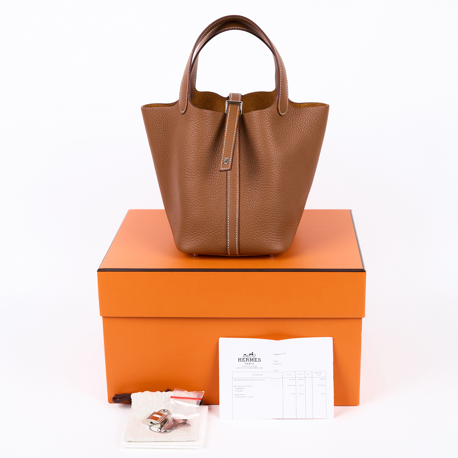 愛馬仕 Hermes Picotin Lock 18 菜籃子包 銀色五金 金棕色 H056289CK37 G AU 002 MM  原廠盒子/鎖組/購買證明影本