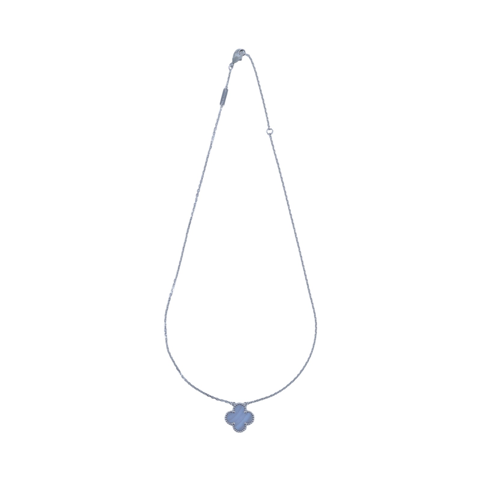 梵克雅寶 Van Cleef & Arpels Vintage Alhambra吊墜 18K白金 玉髓 VCARD34900  原廠盒子