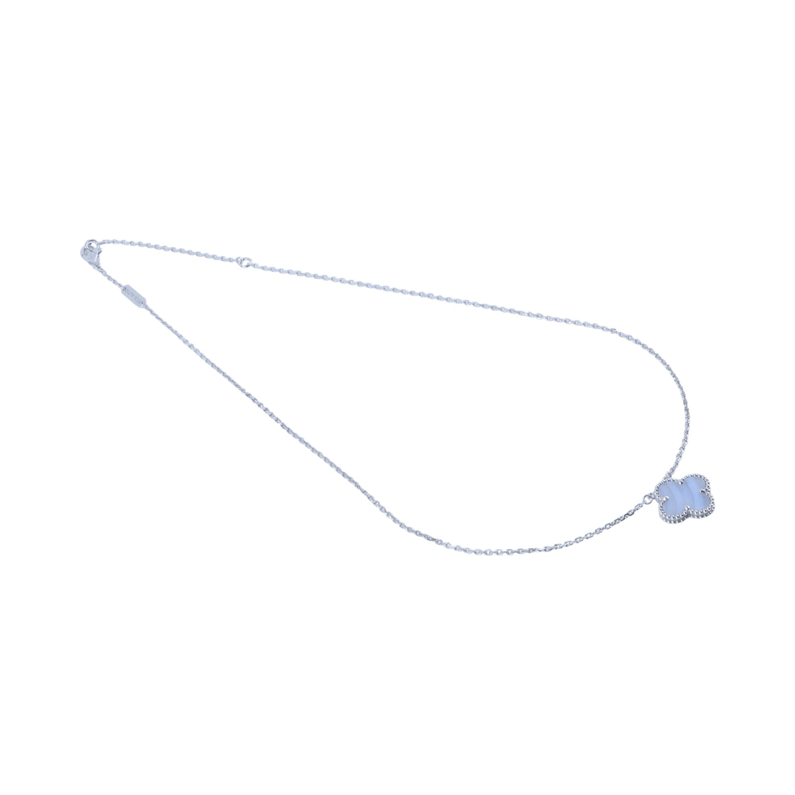 梵克雅寶 Van Cleef & Arpels Vintage Alhambra吊墜 18K白金 玉髓 VCARD34900  原廠盒子
