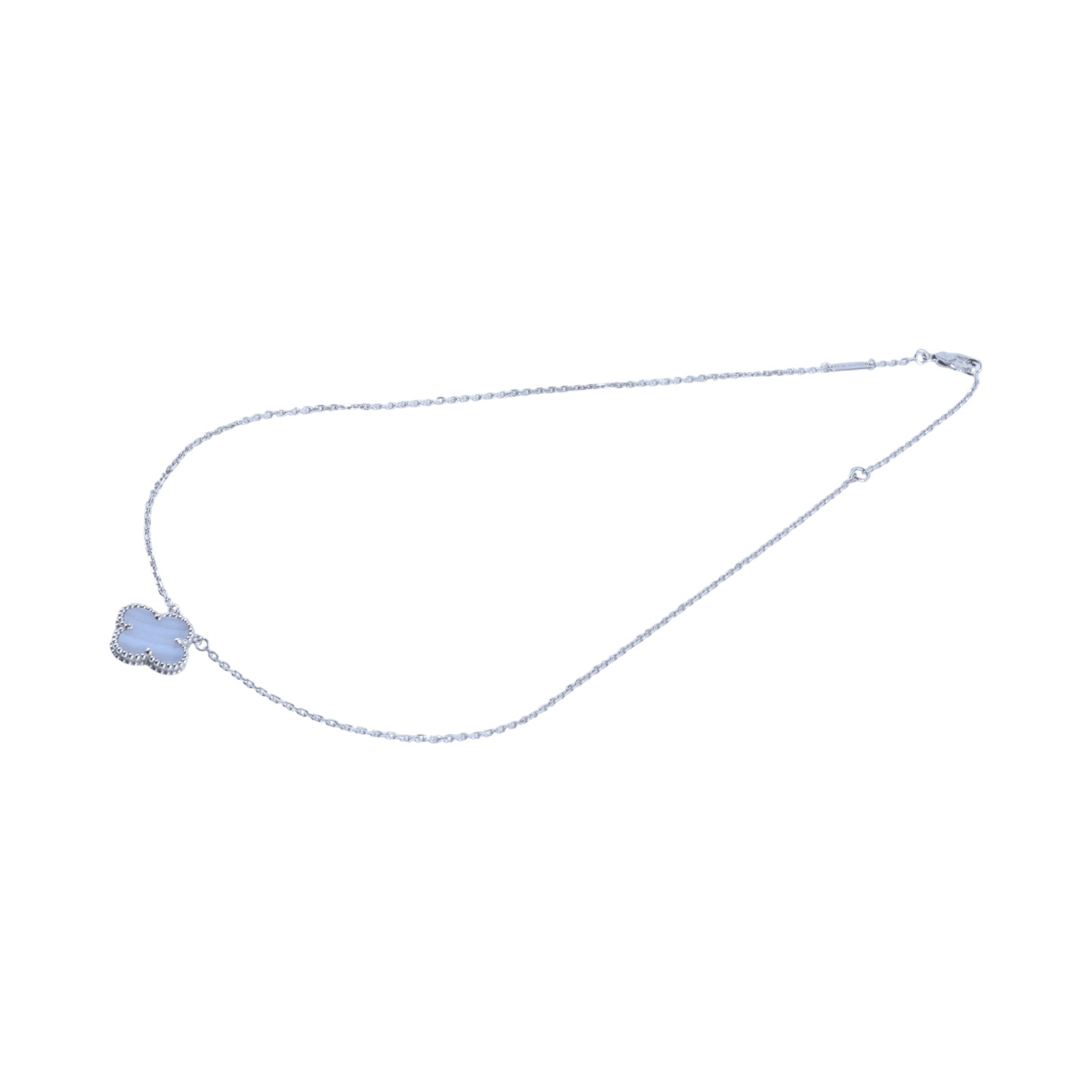 梵克雅寶 Van Cleef & Arpels Vintage Alhambra吊墜 18K白金 玉髓 VCARD34900  原廠盒子